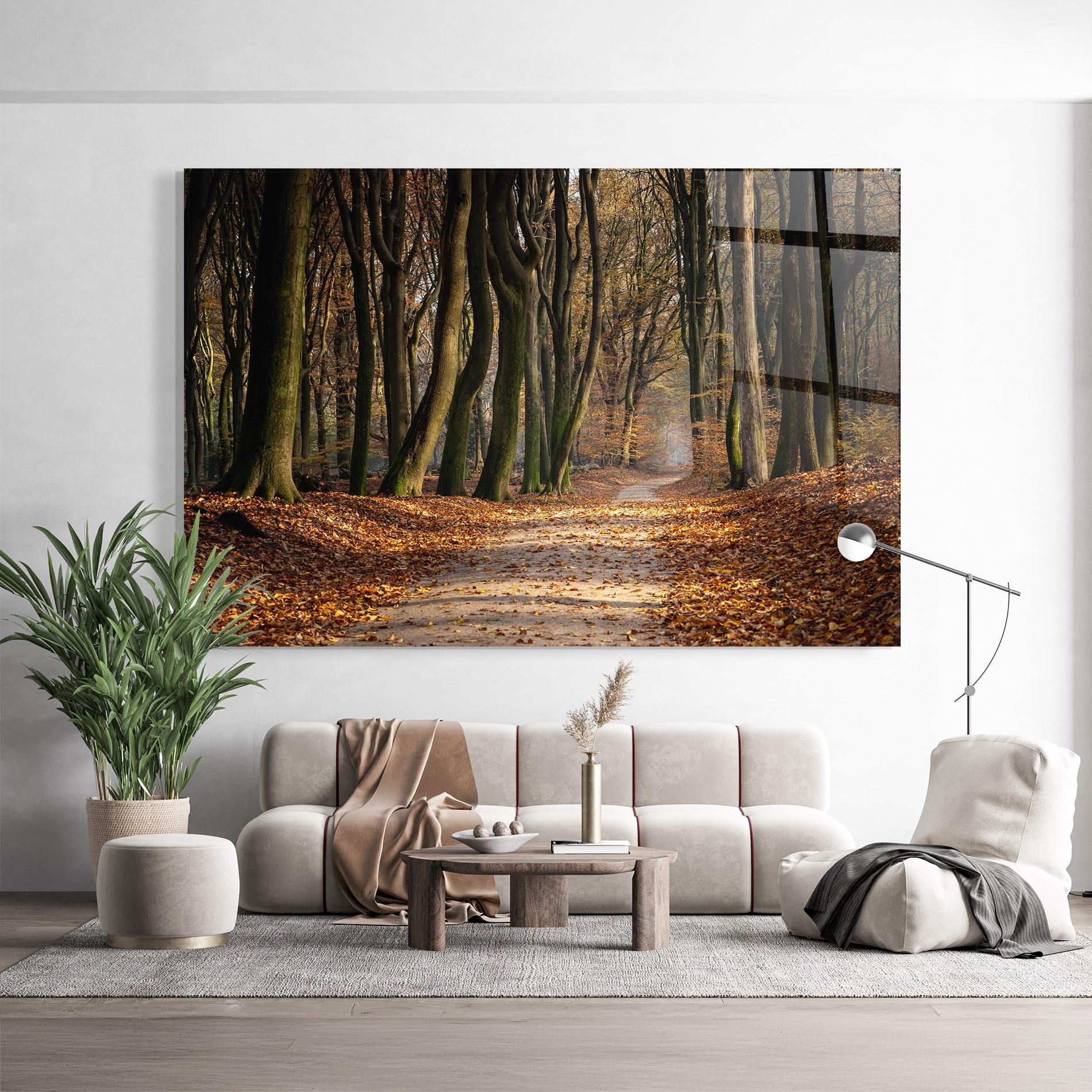 Glasbild Autumn Path Forest mockup 9