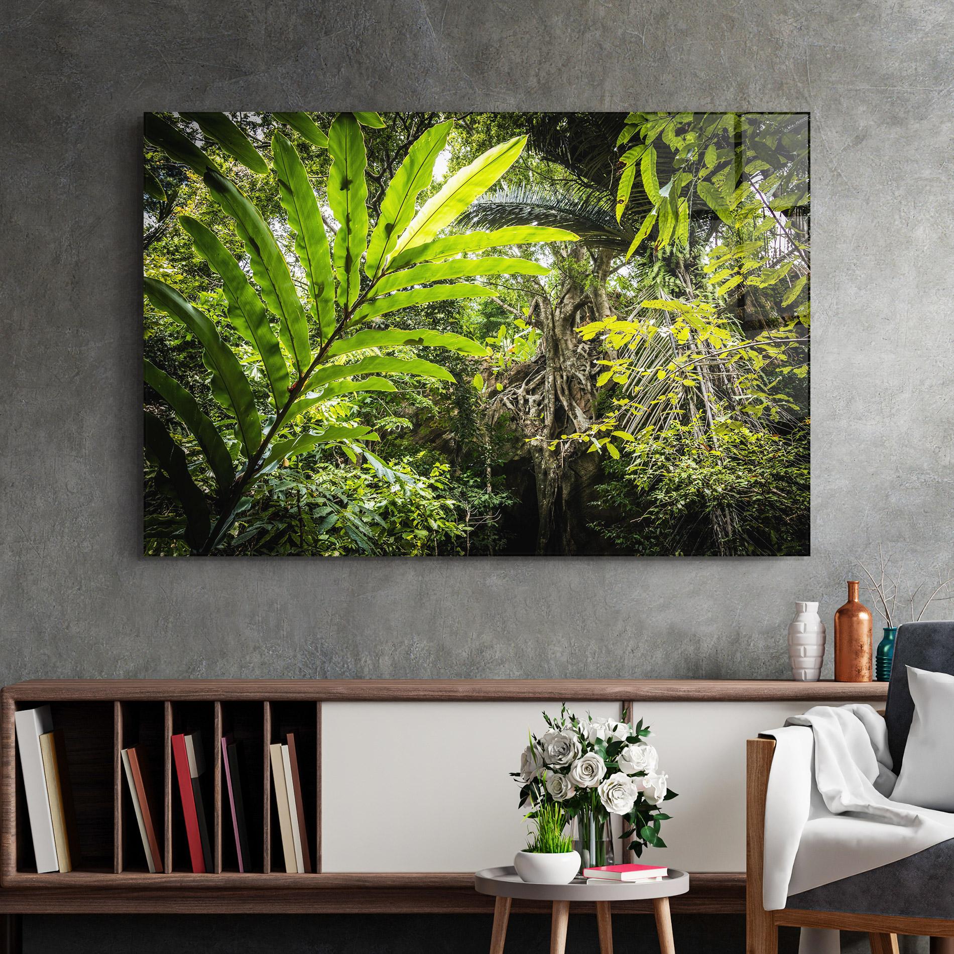 Glasbild Big Leaf Forest mockup 2