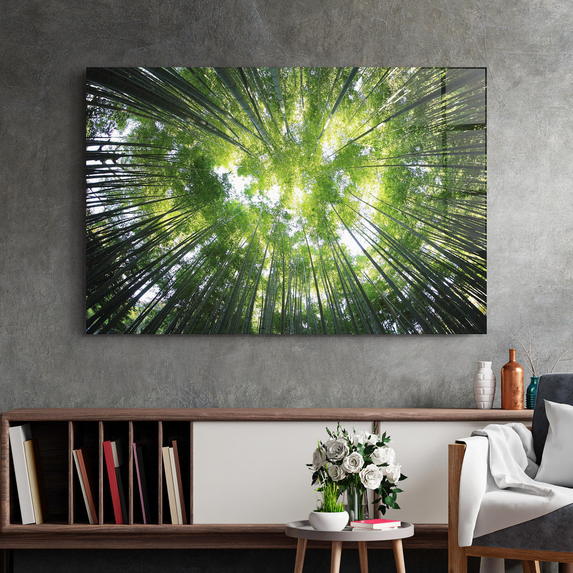 Glasbild Big Trees Morning mockup 2