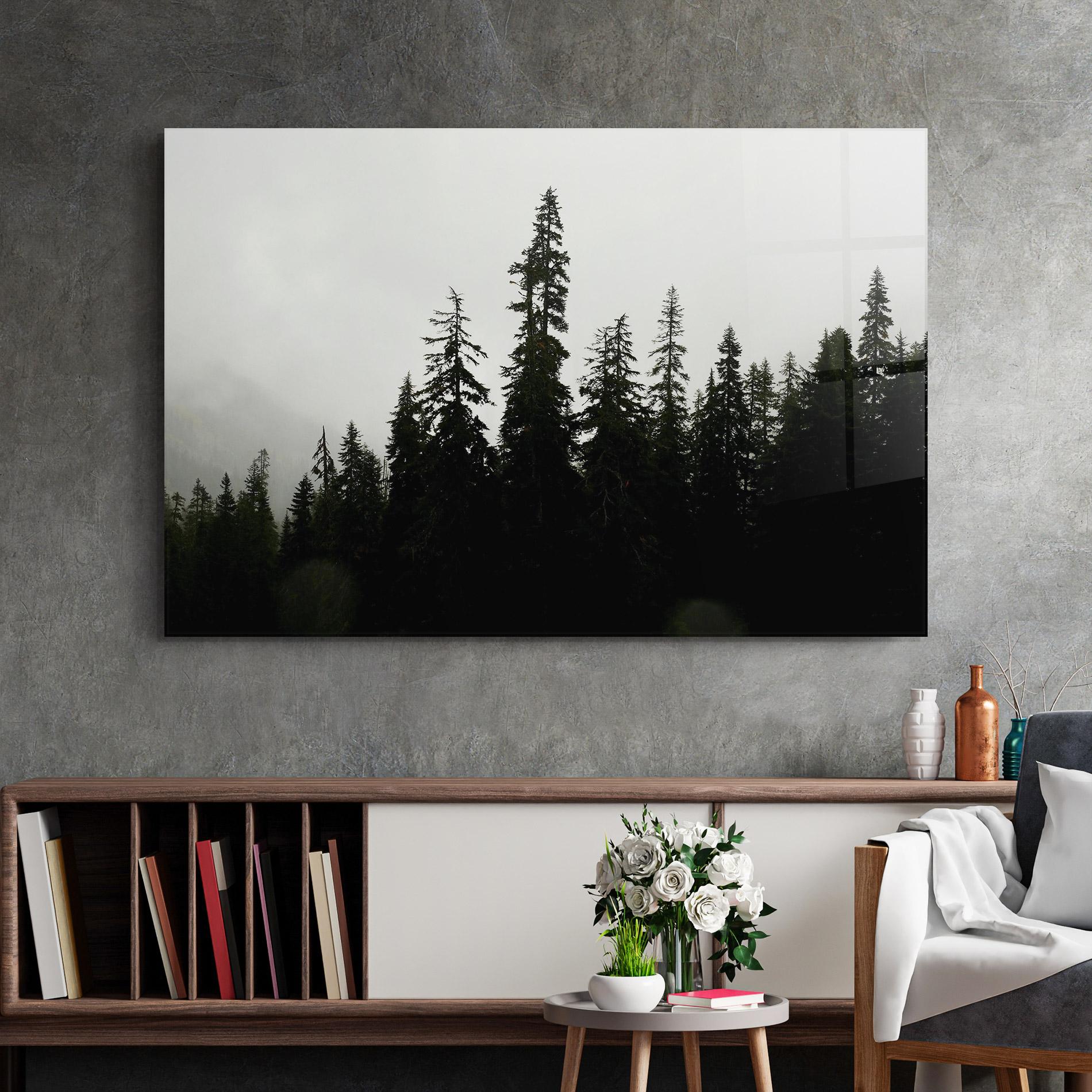 Glasbild Black Tree Forest mockup 2