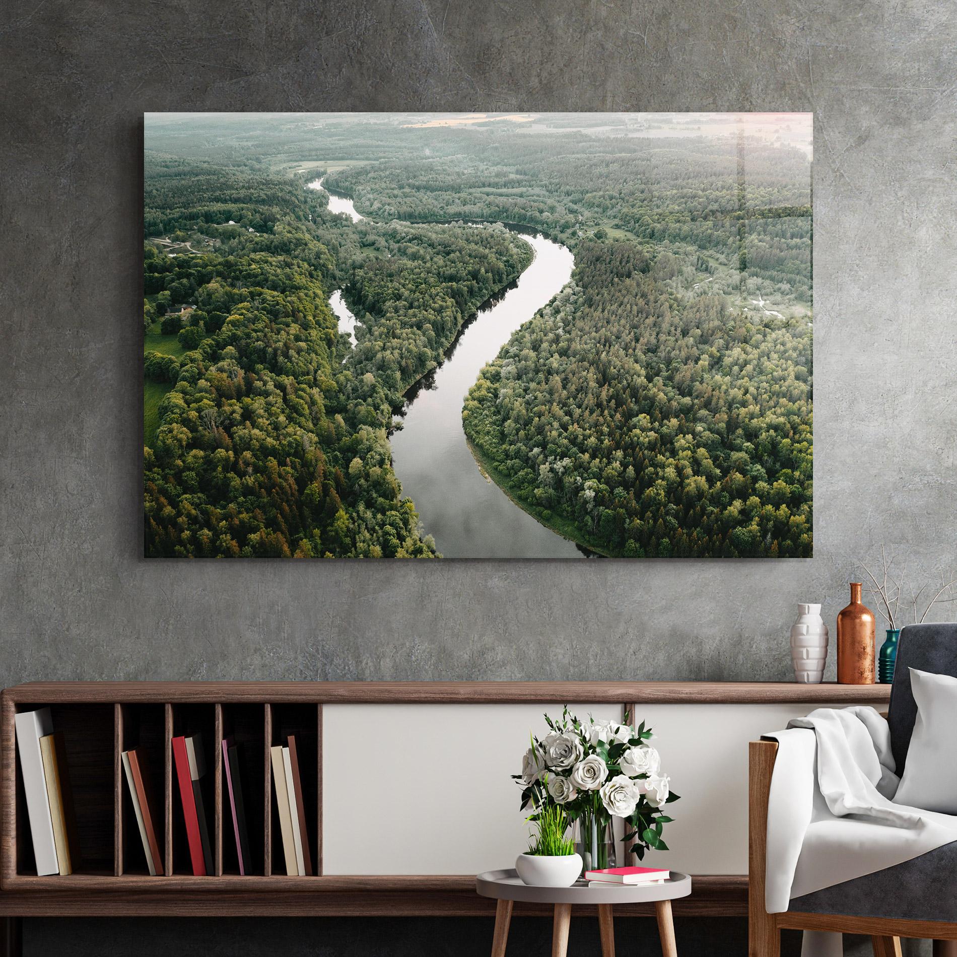Glasbild Forest Big River mockup 2