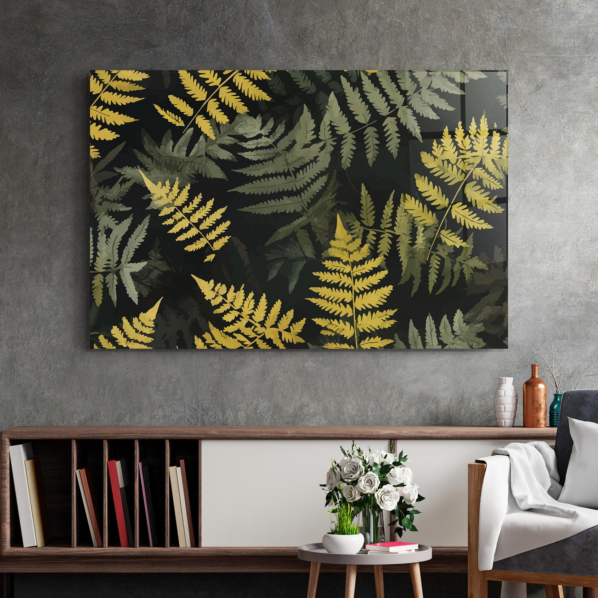 Glasbild Yellow Leaves Forest mockup 2