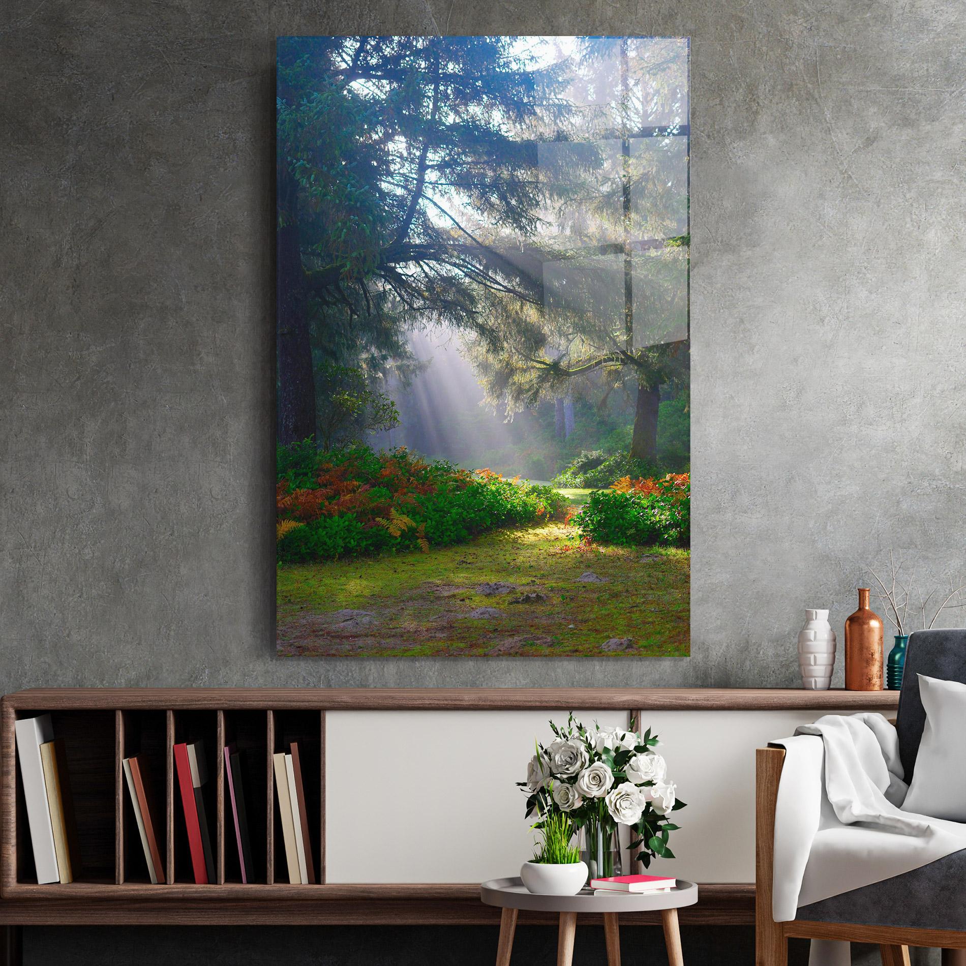 Glasbild Forest Light mockup 2