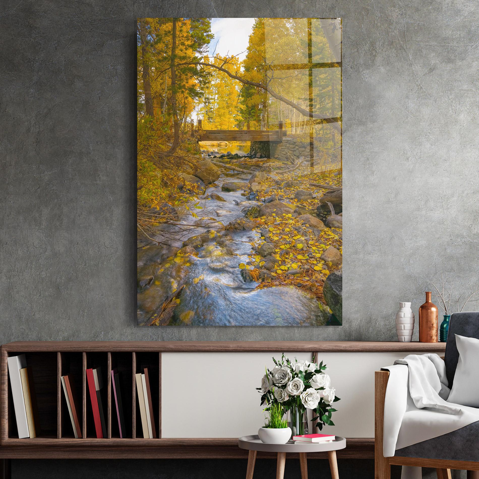 Glasbild Yellow View Forest mockup 2