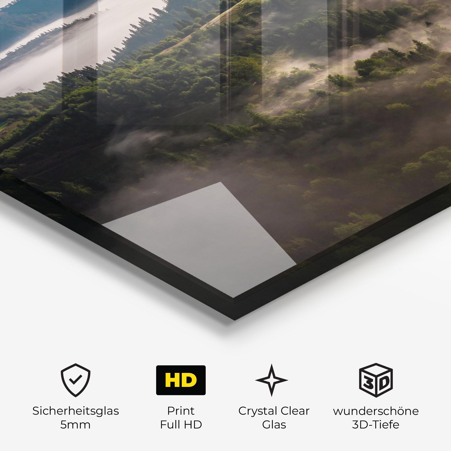 Glasbild Foggy Forest View mockup 3