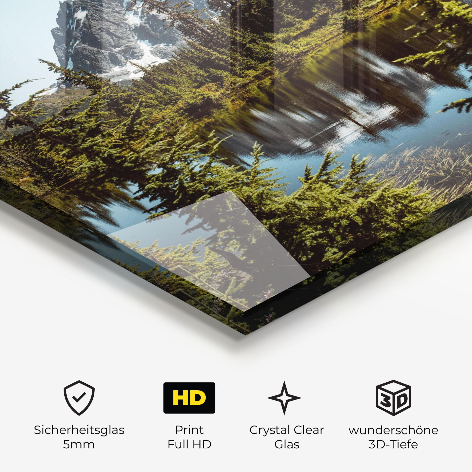 Glasbild Forest Snow Mountain mockup 3