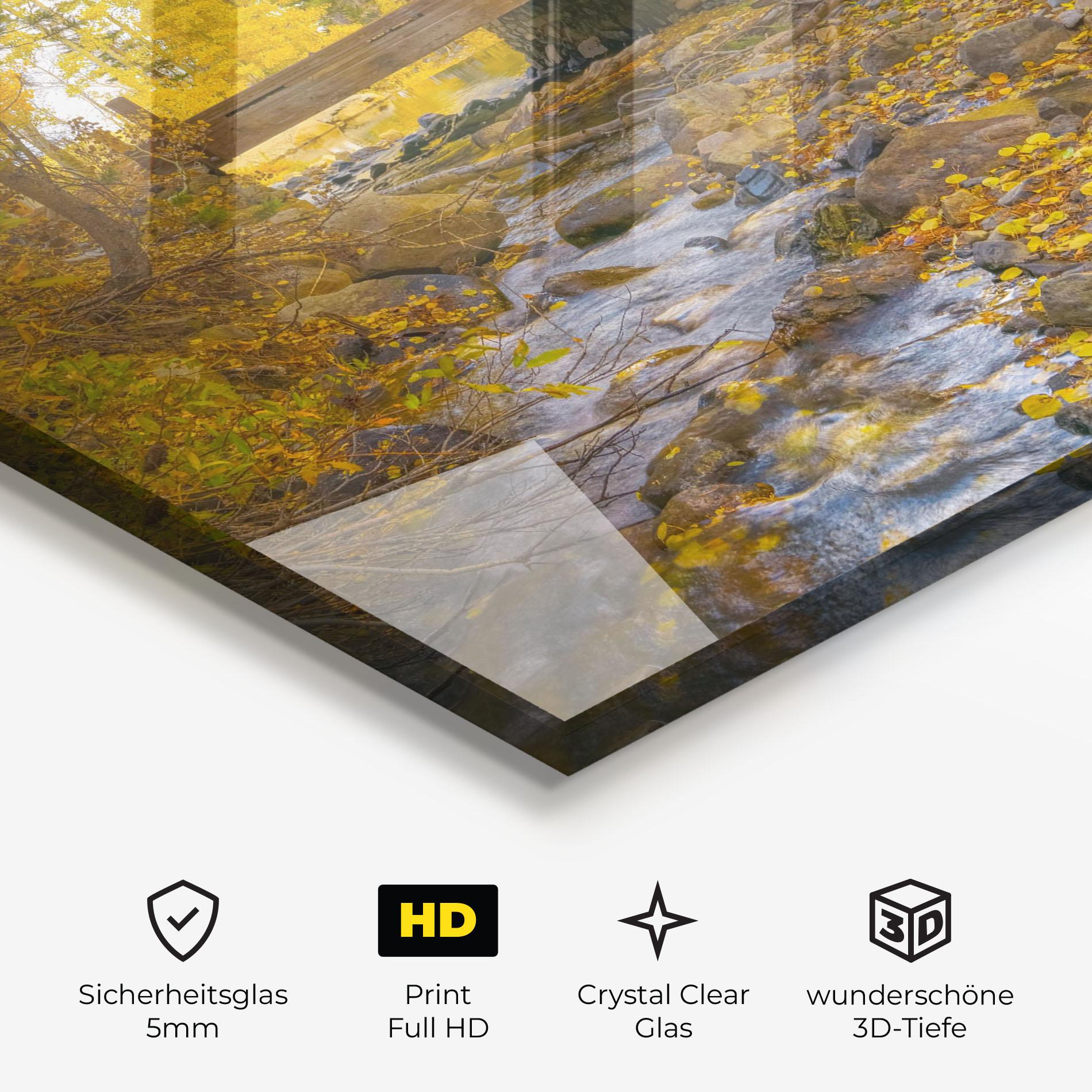Glasbild Yellow View Forest mockup 3