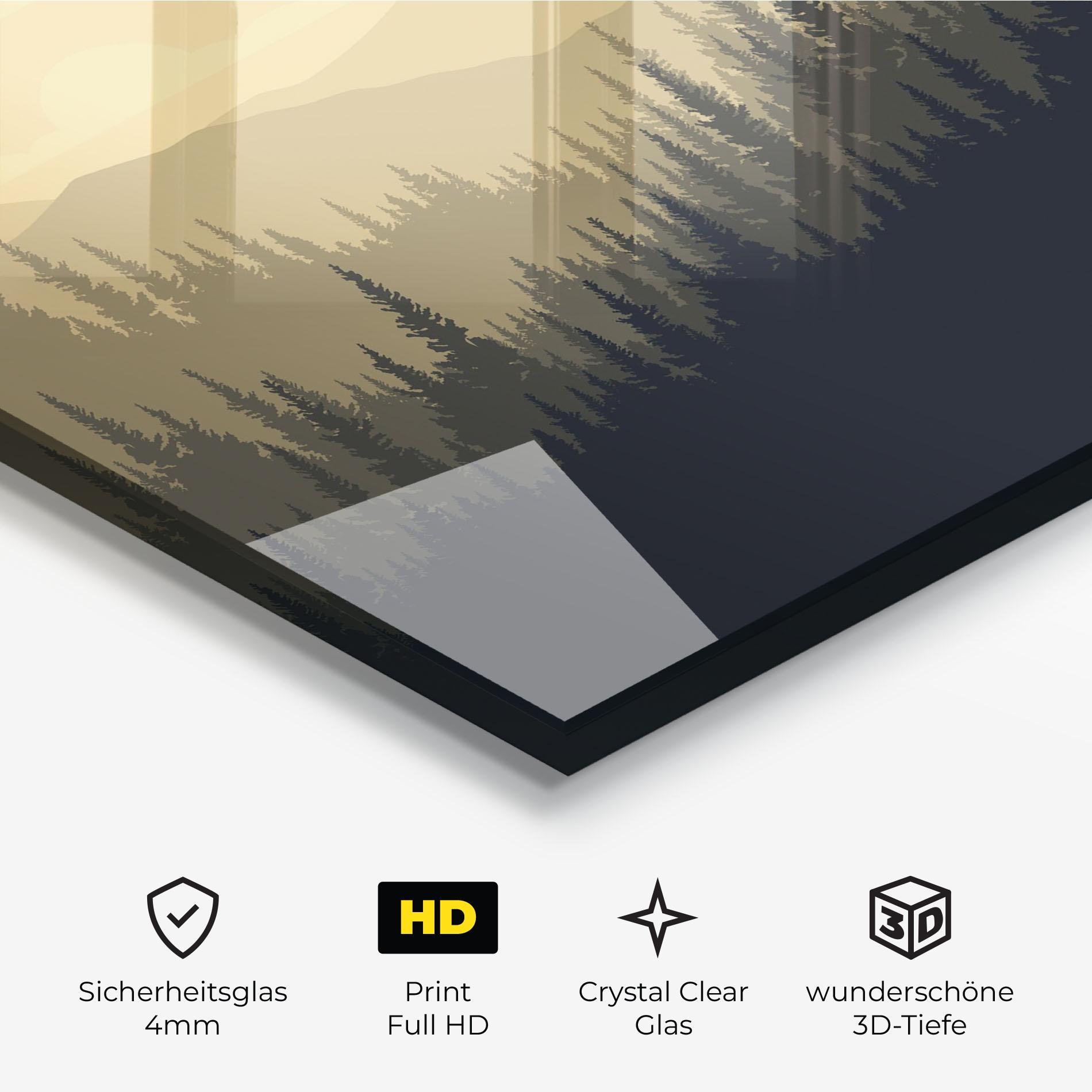 Glasbild Cream Foggy Forest mockup 3