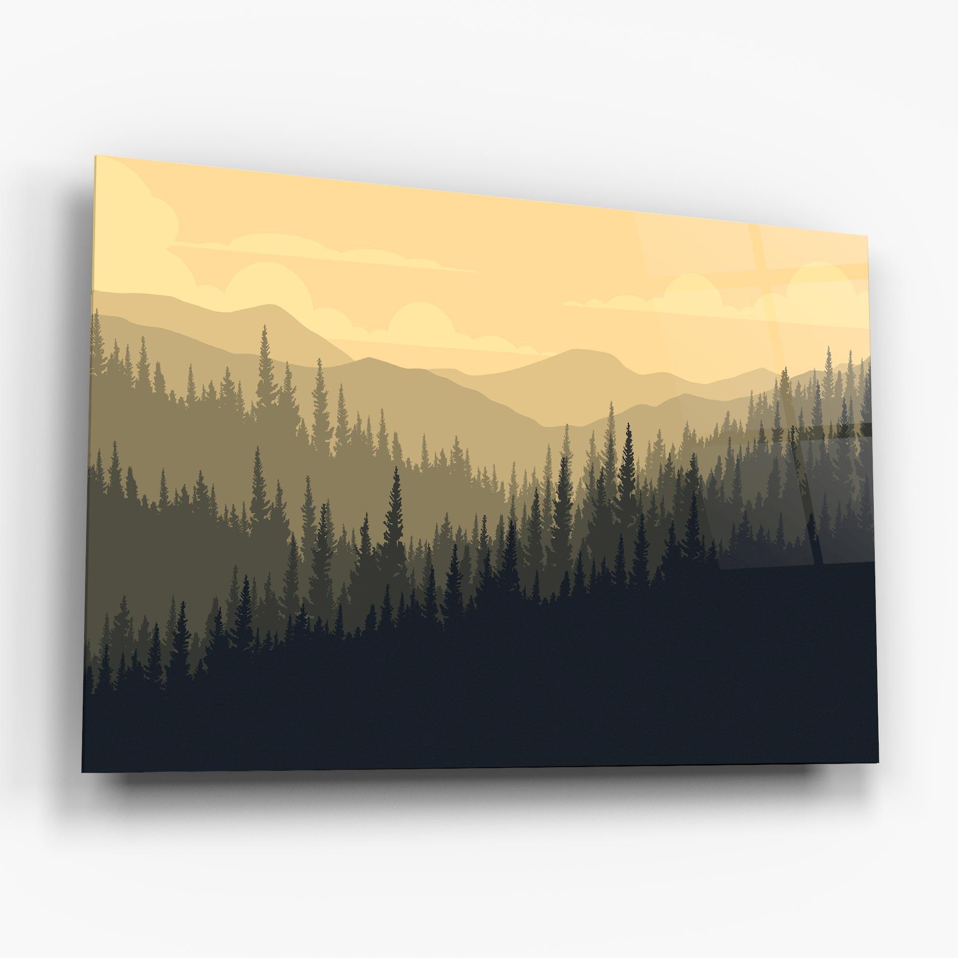 Glasbild Cream Foggy Forest mockup 6