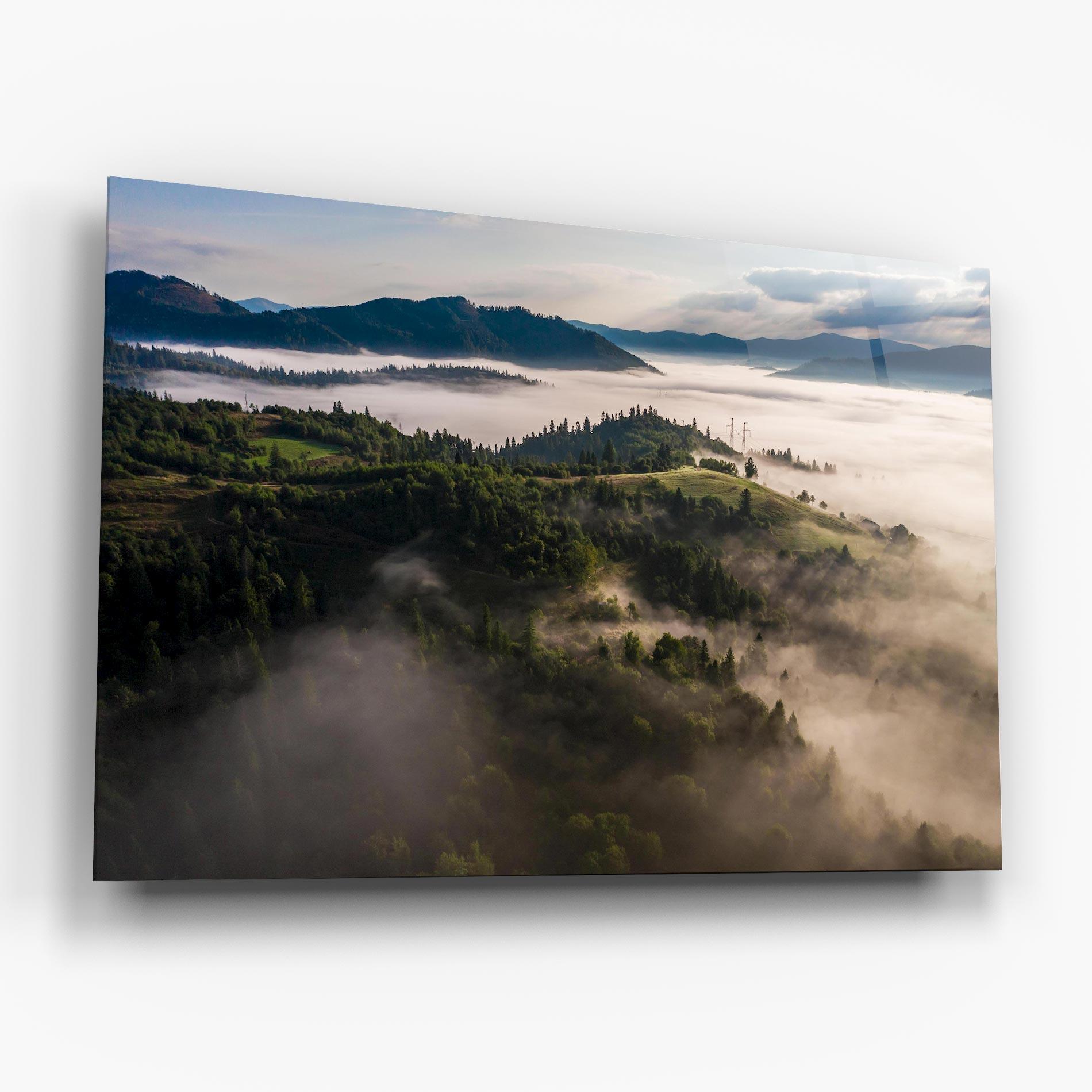 Glasbild Foggy Forest View mockup 6