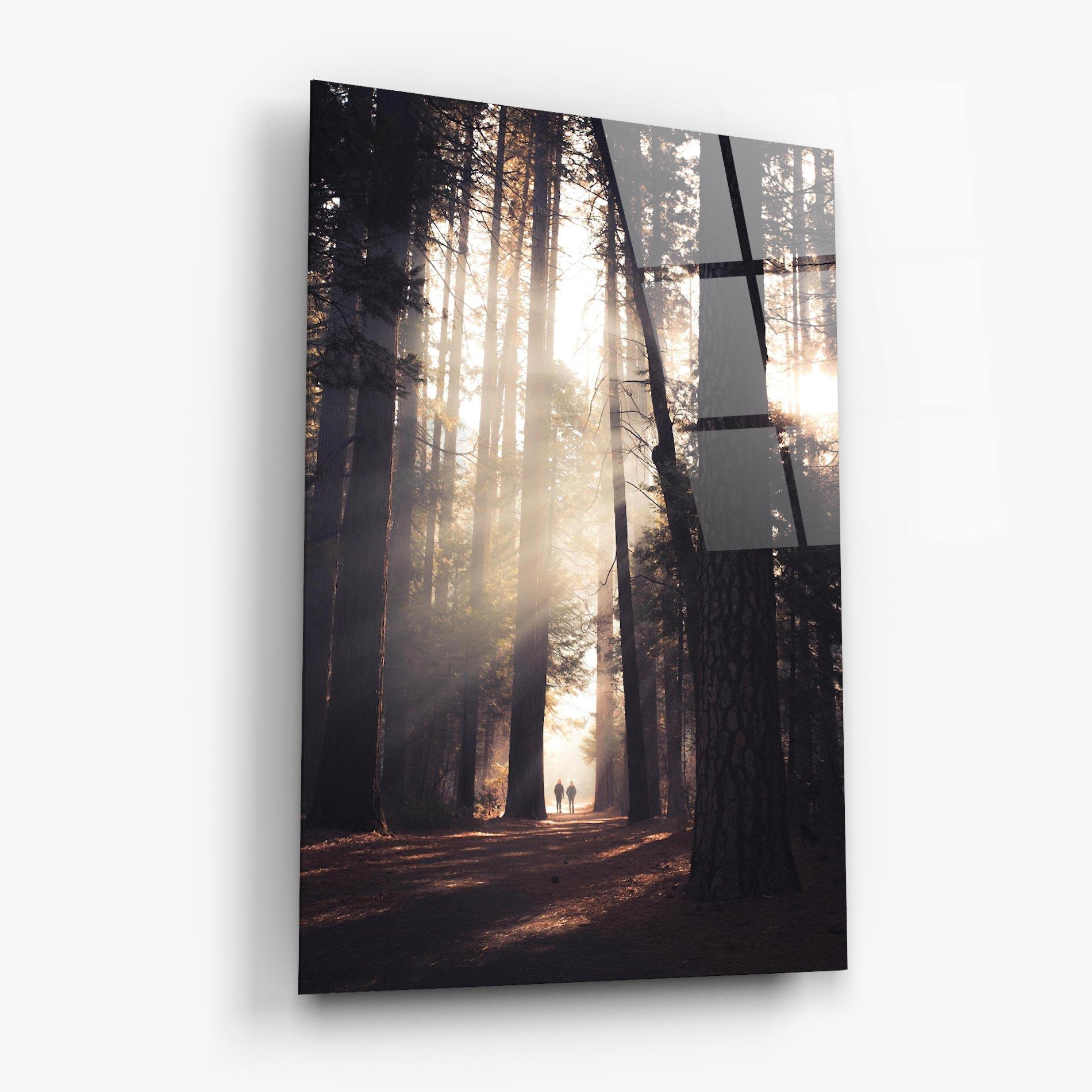 Glasbild Foggy Couple Forest mockup 6