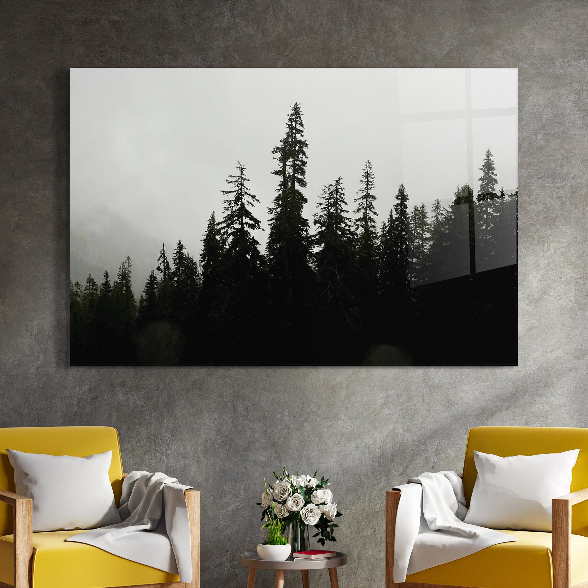 Glasbild Black Tree Forest mockup 4