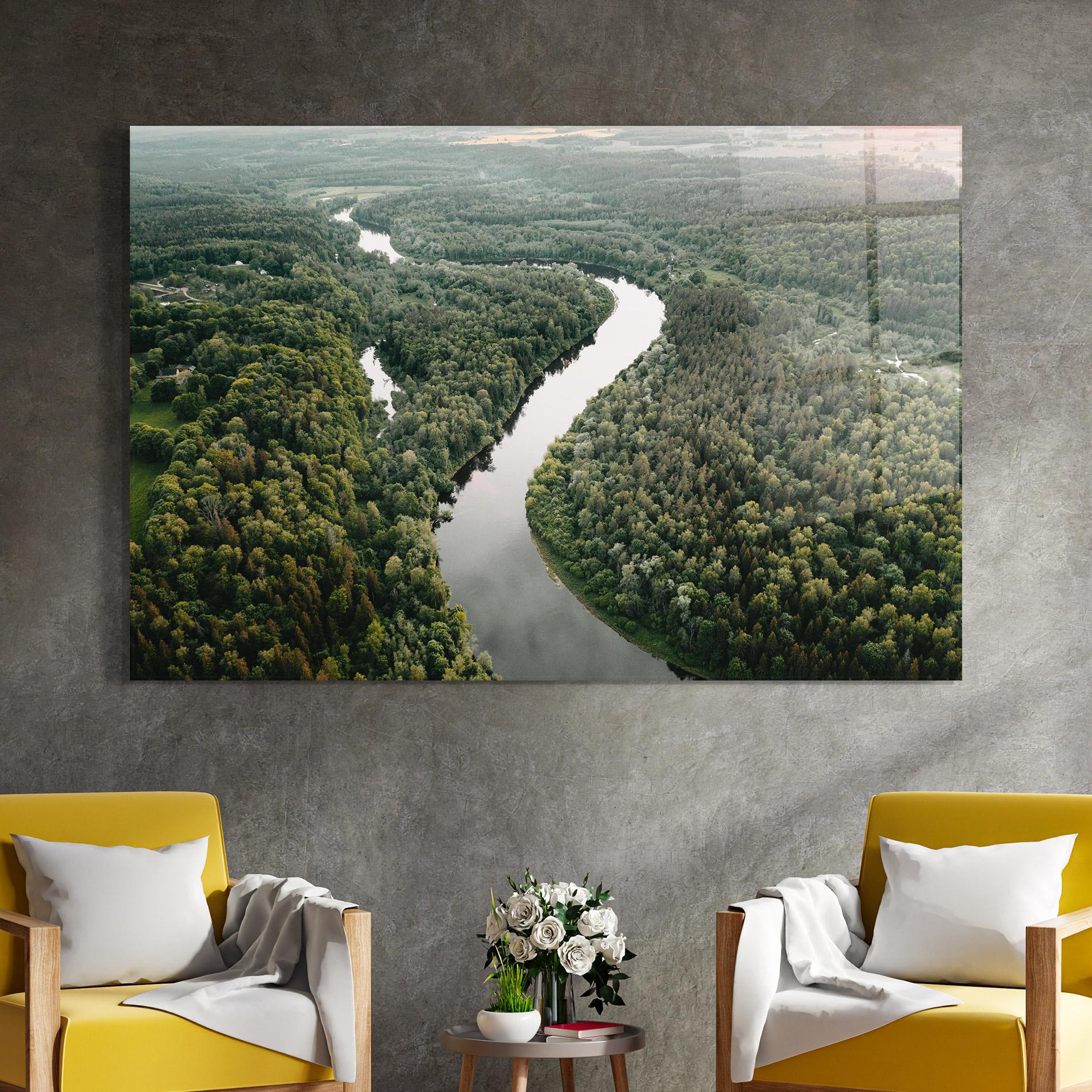 Glasbild Forest Big River mockup 4