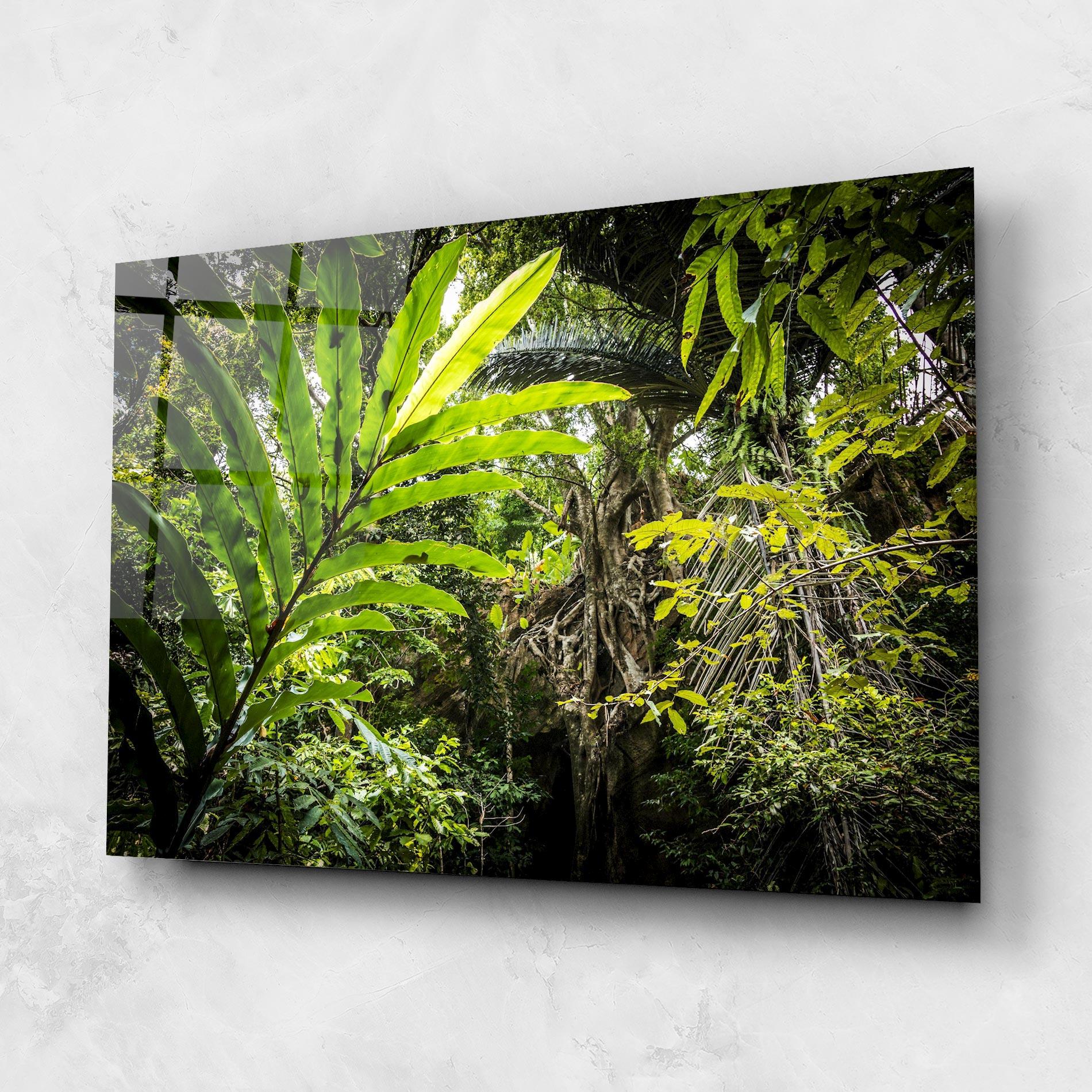 Glasbild Big Leaf Forest mockup 1