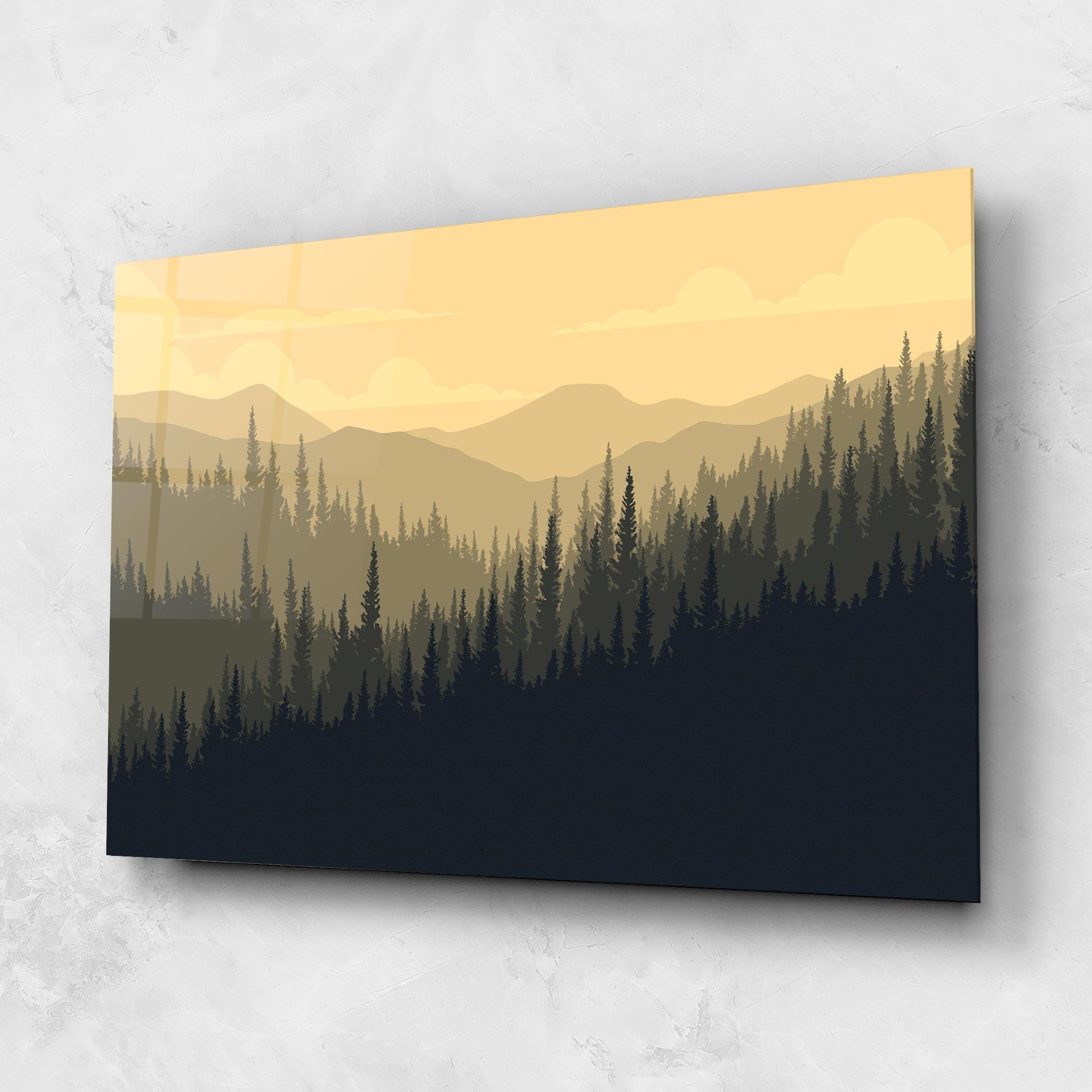 Glasbild Cream Foggy Forest mockup 1