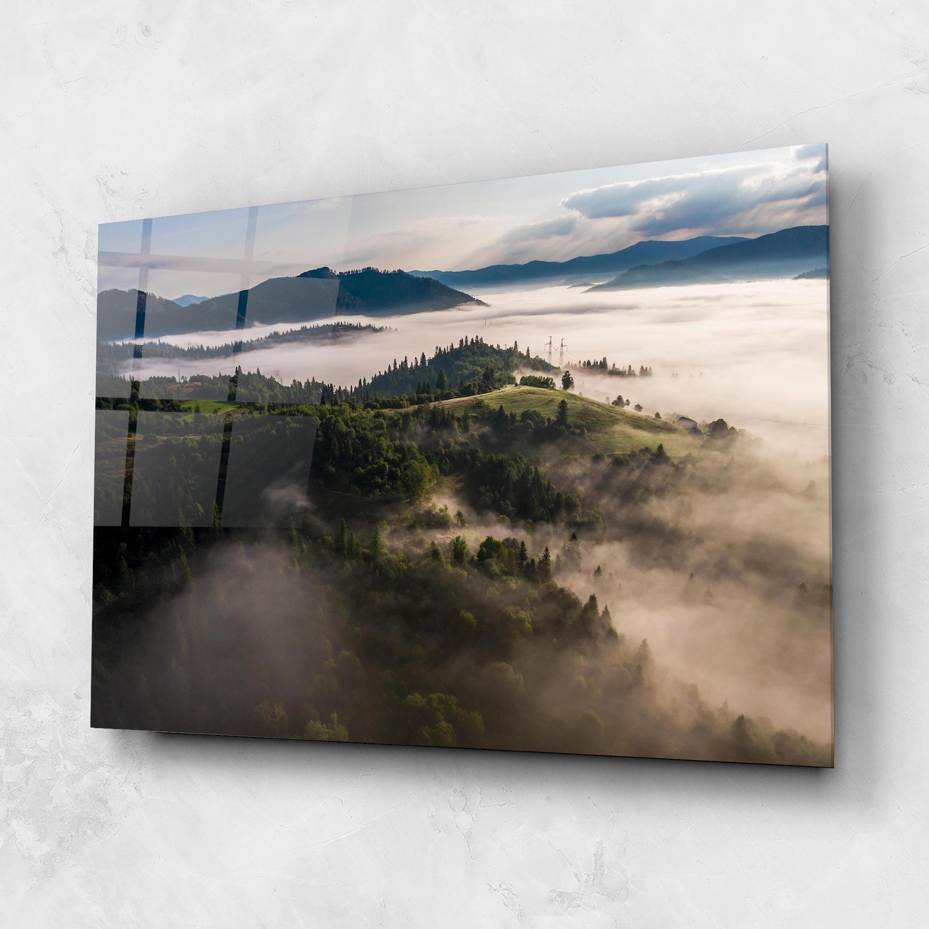 Glasbild Foggy Forest View mockup 1