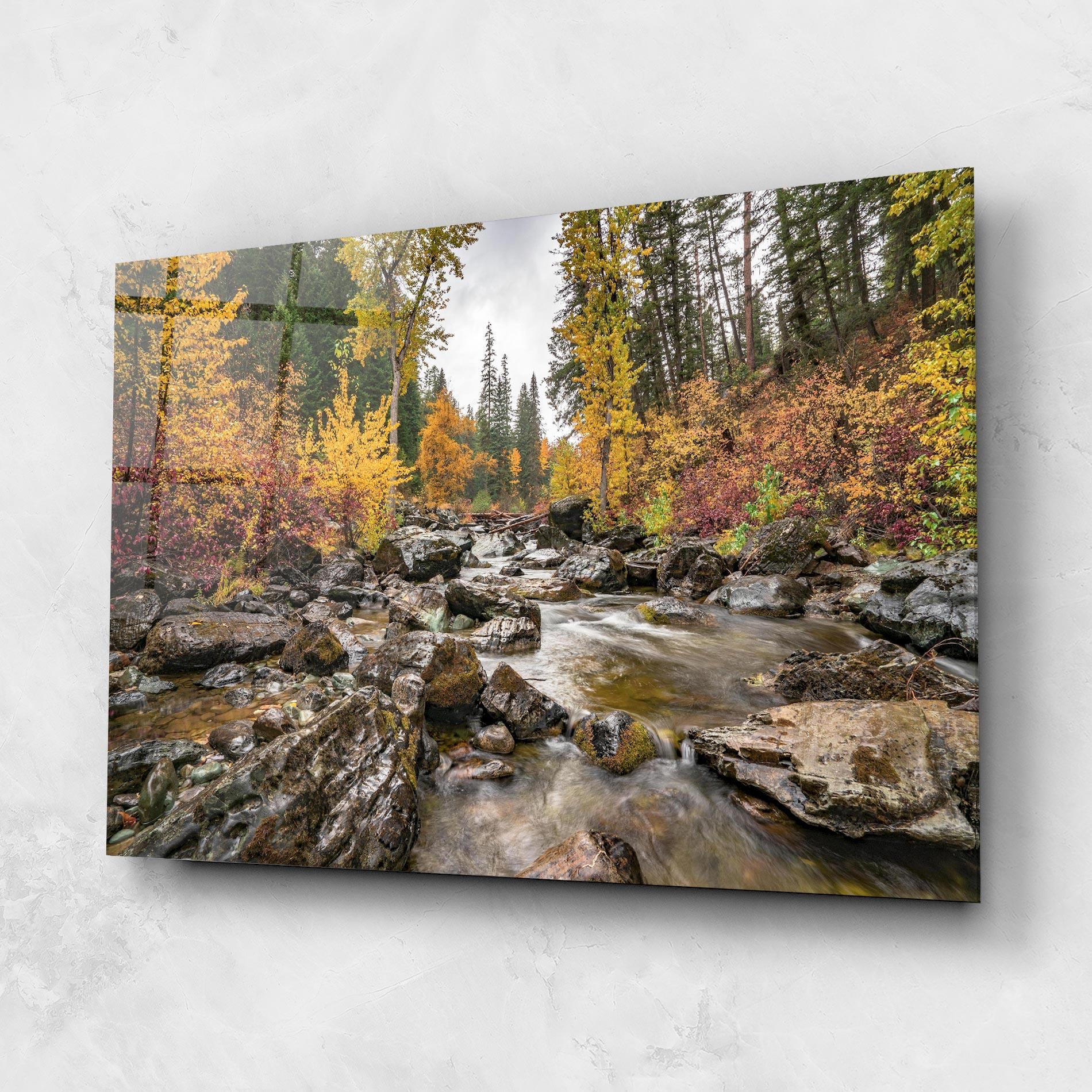 Glasbild Forest Lake Rocks mockup 1