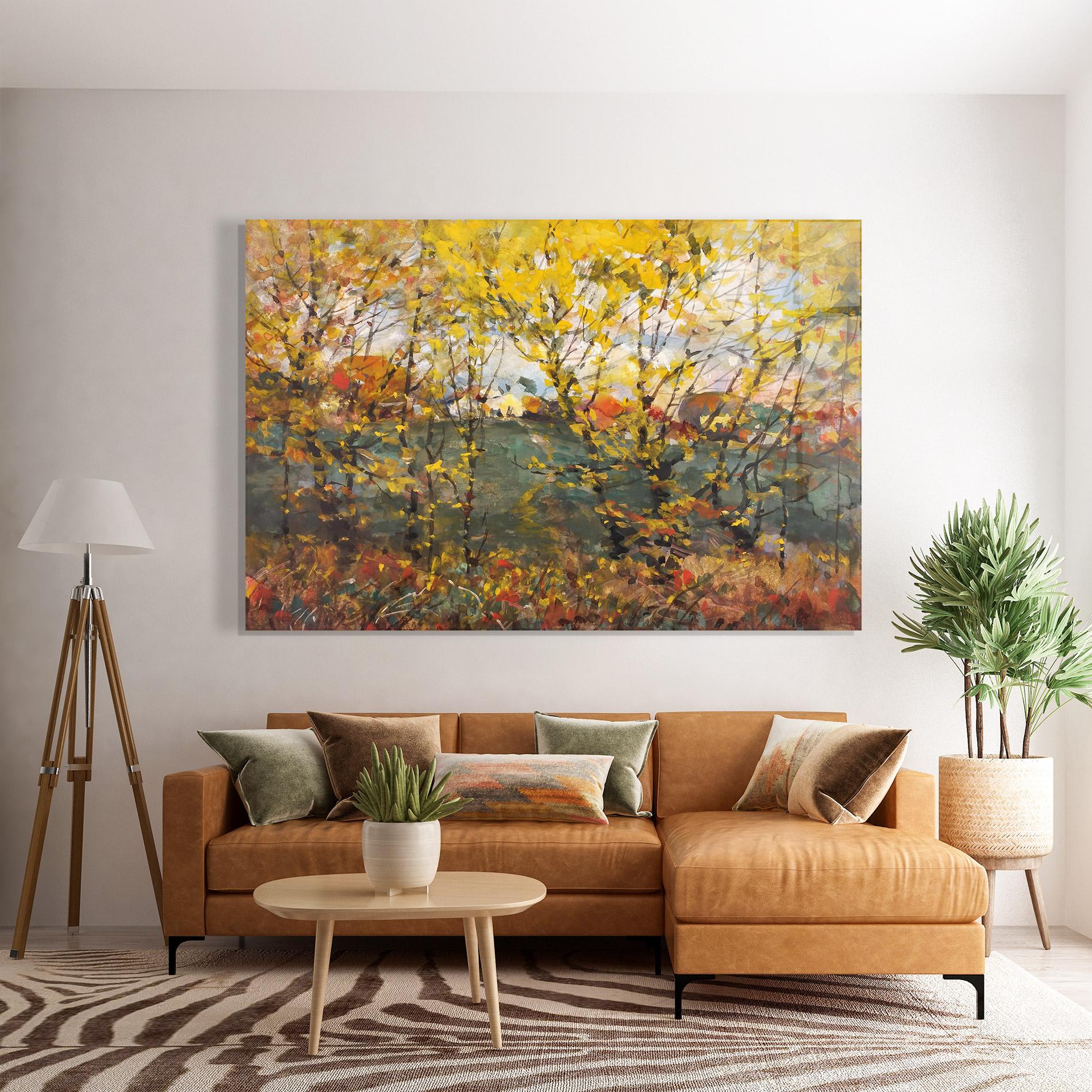 Glasbild Autumn Painting Tree mockup 7