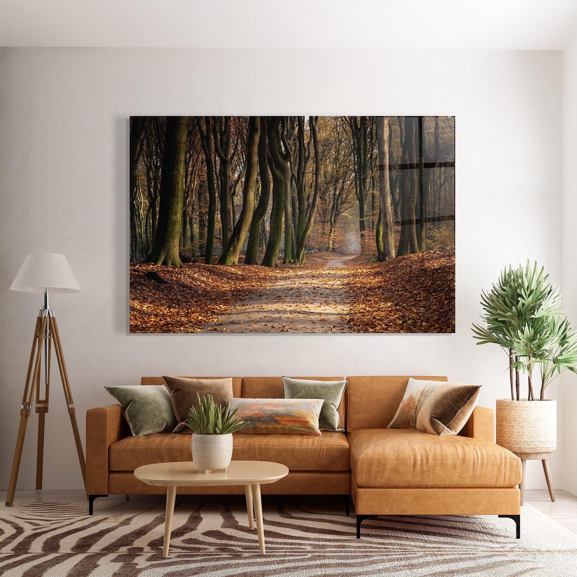 Glasbild Autumn Path Forest mockup 7