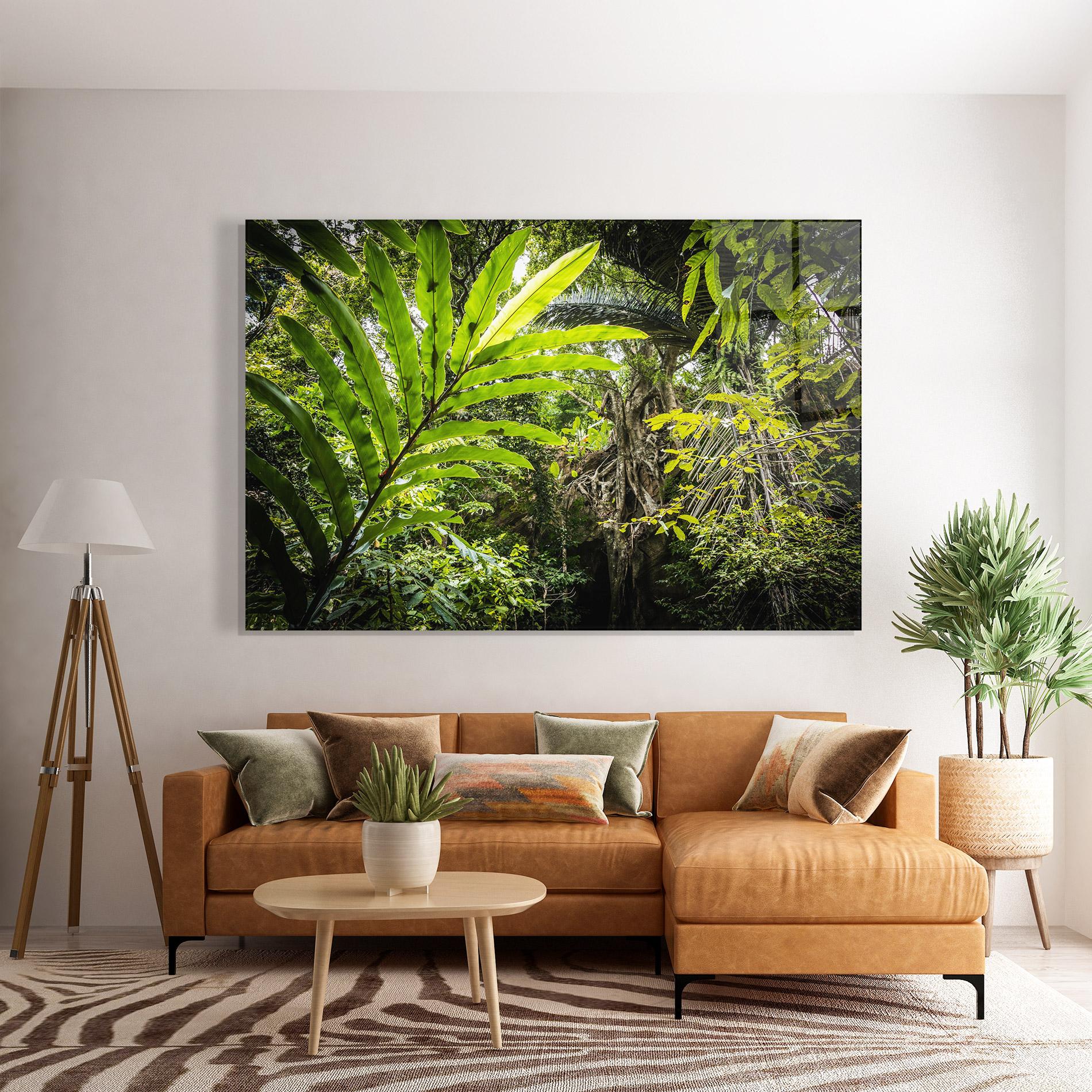 Glasbild Big Leaf Forest mockup 7