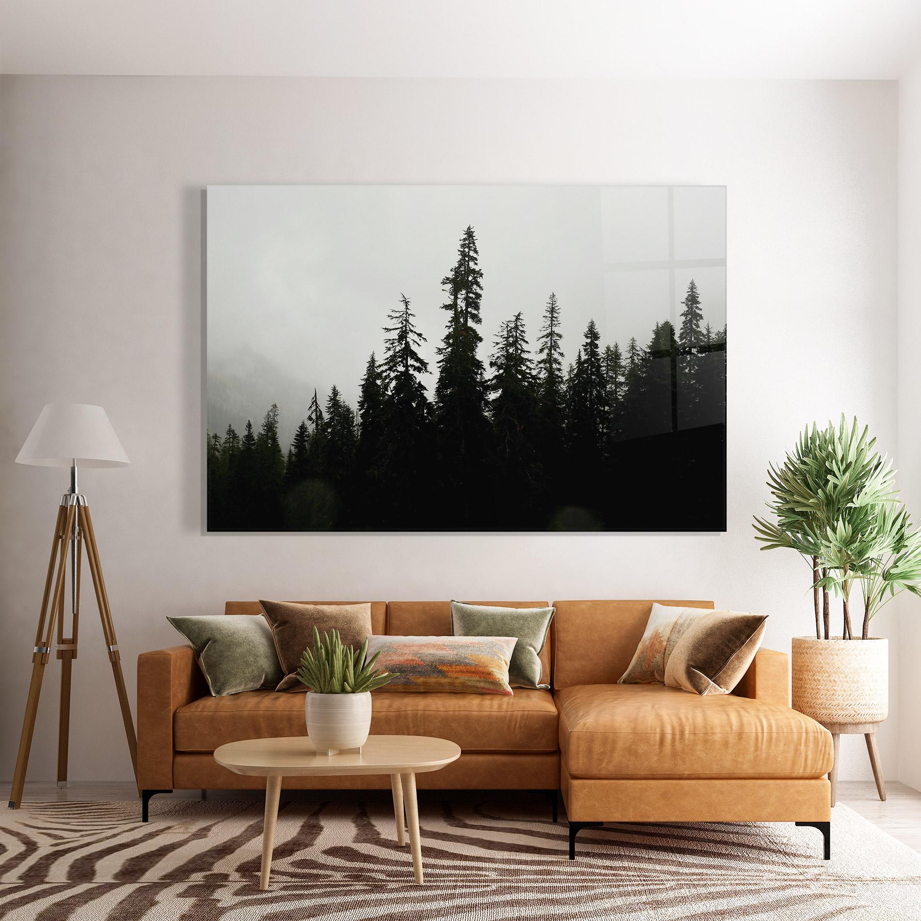 Glasbild Black Tree Forest mockup 7