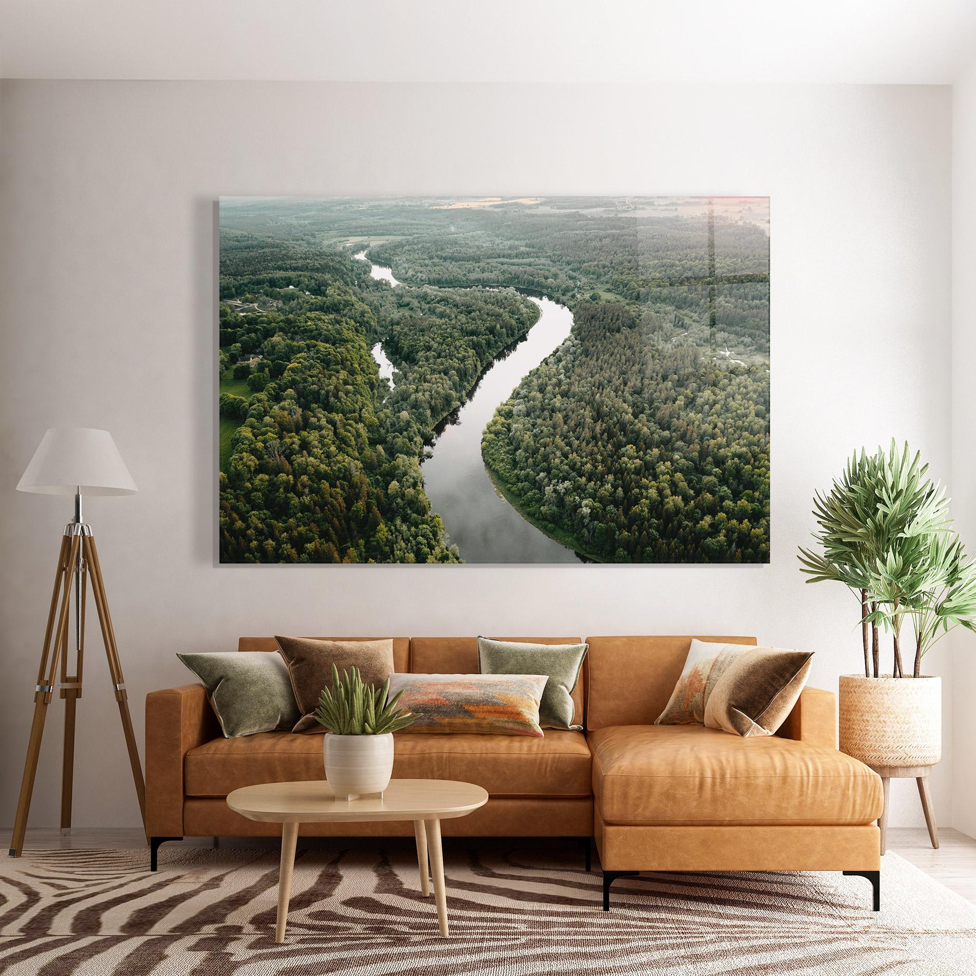 Glasbild Forest Big River mockup 7