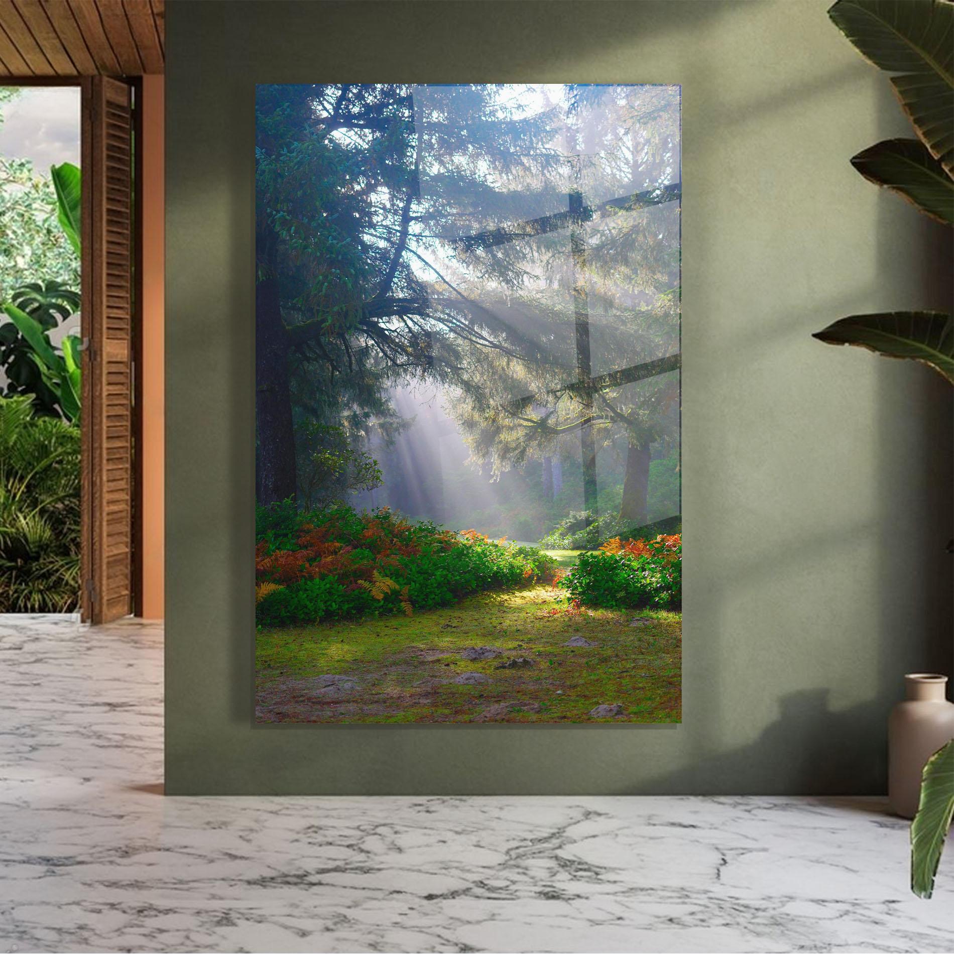 Glasbild Forest Light mockup 7