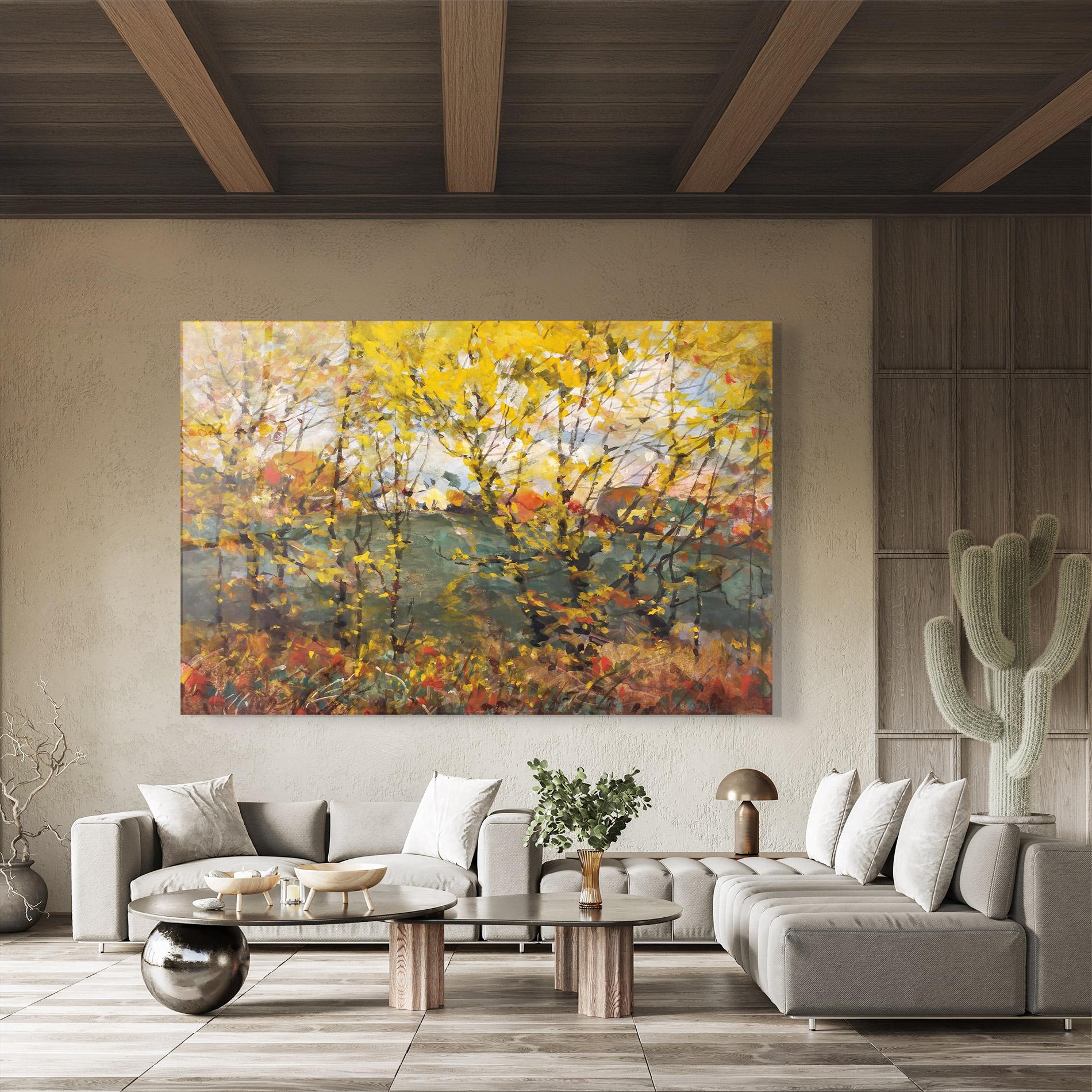 Glasbild Autumn Painting Tree mockup 8