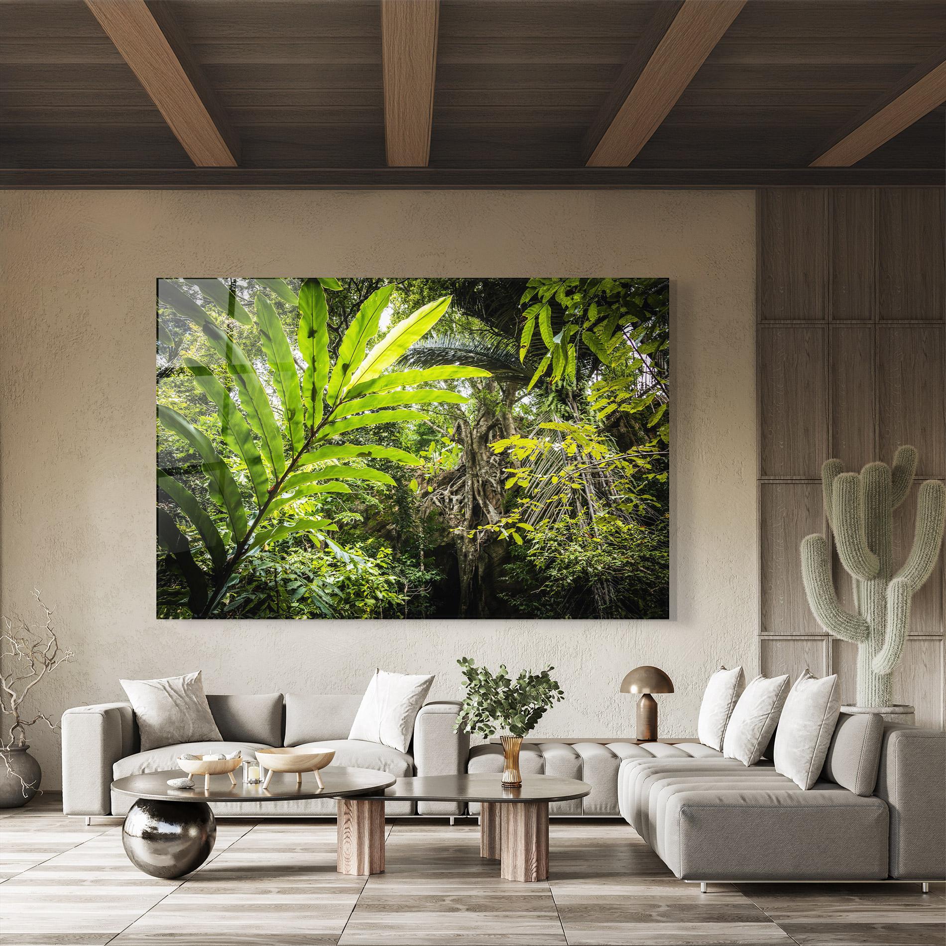 Glasbild Big Leaf Forest mockup 8