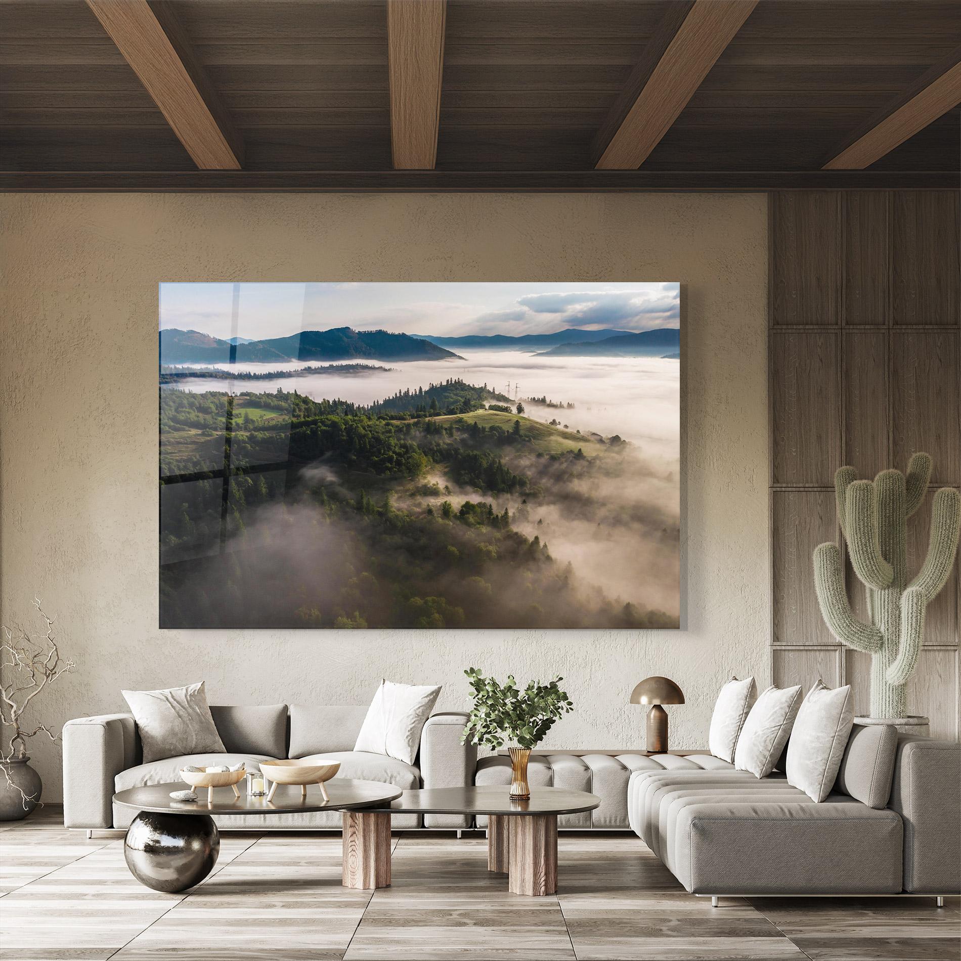 Glasbild Foggy Forest View mockup 8