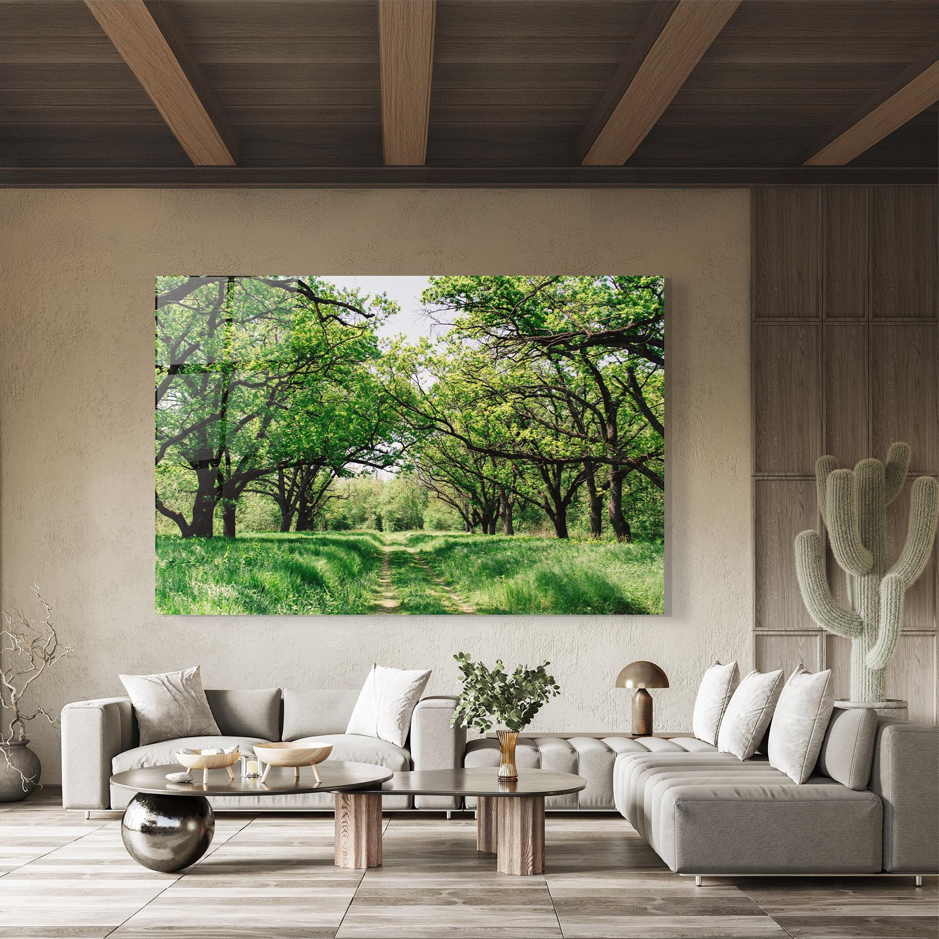 Glasbild Forest Green Path mockup 8