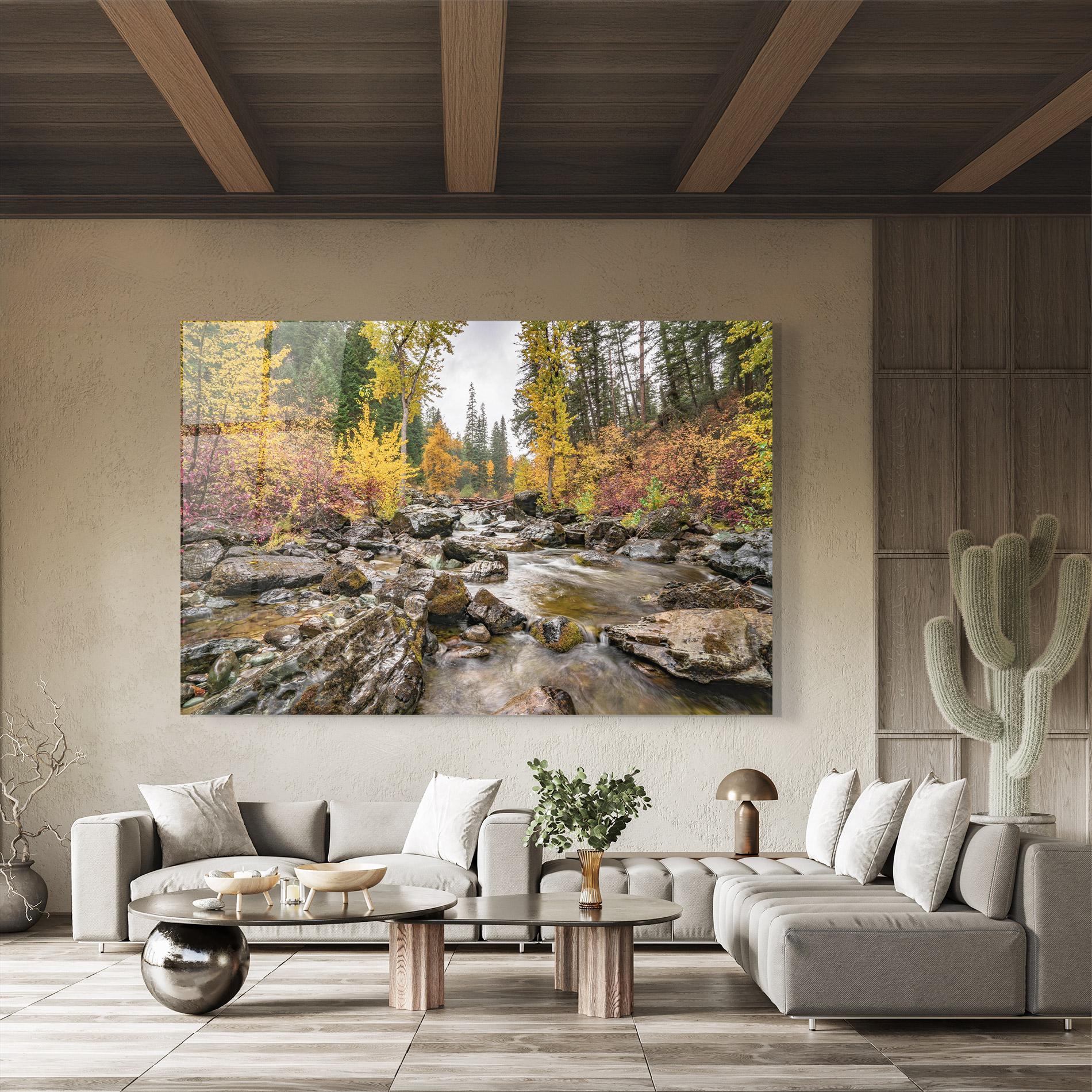 Glasbild Forest Lake Rocks mockup 8