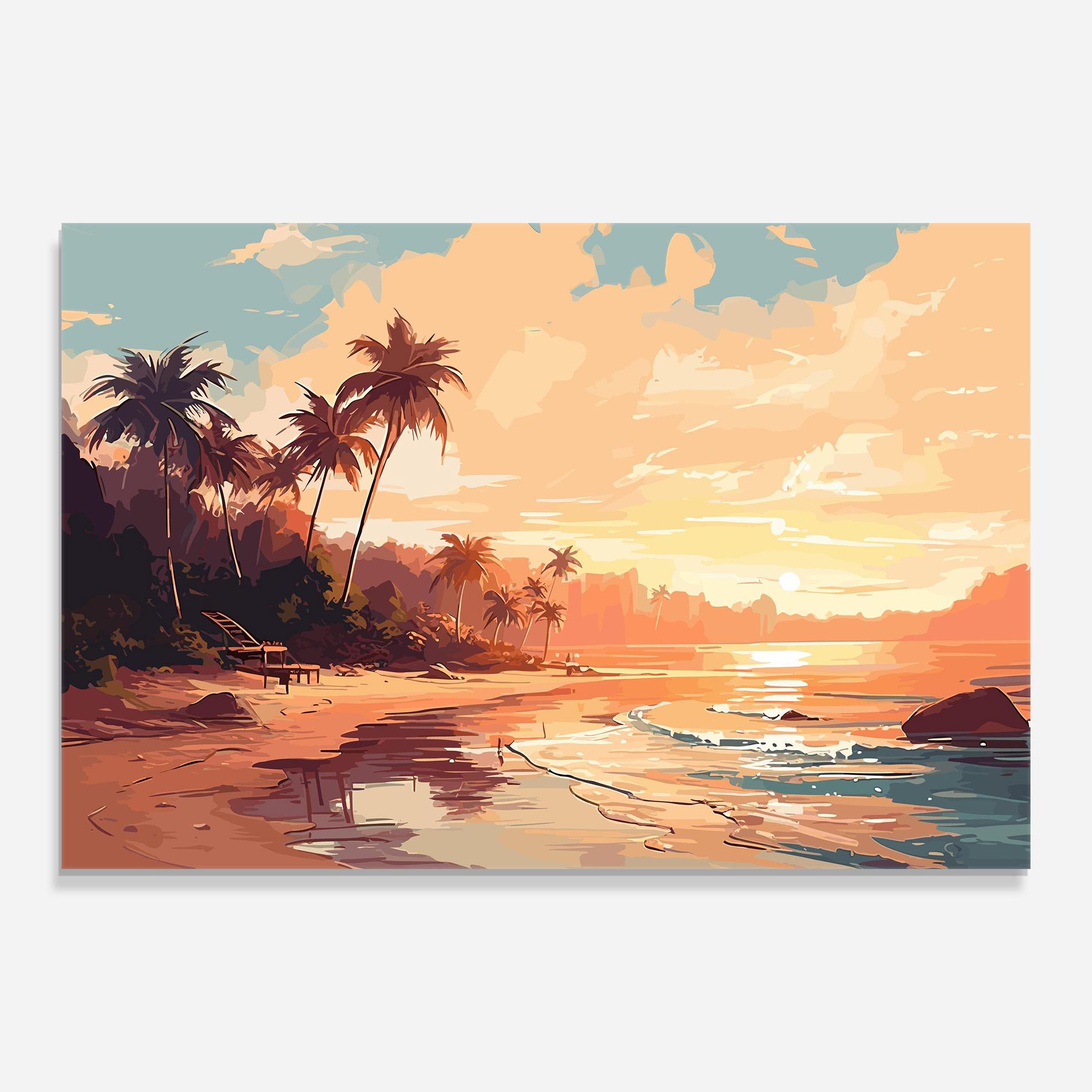 Glasbild Blue Orange Beach mockup 0