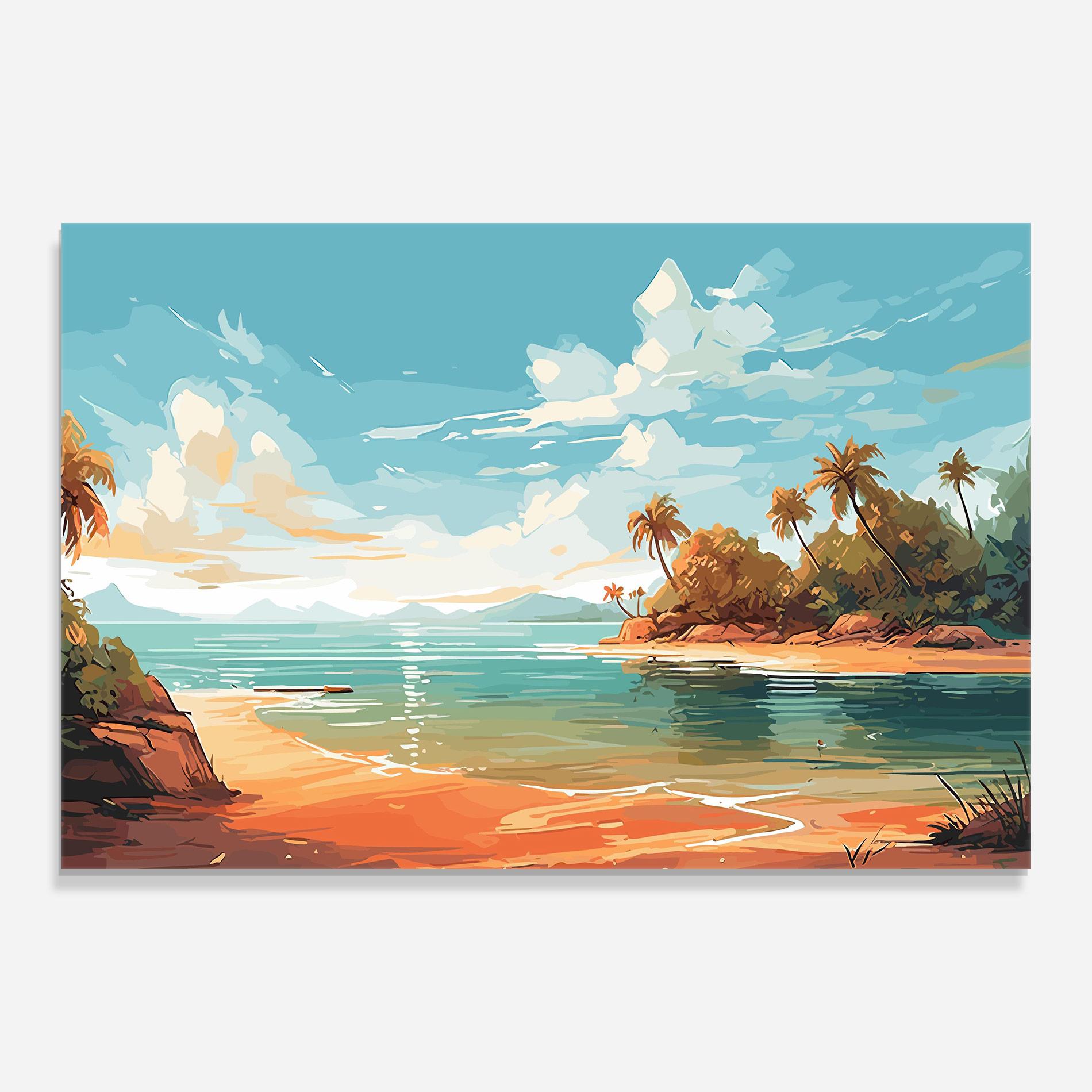 Glasbild Blue Sky Beach mockup 0