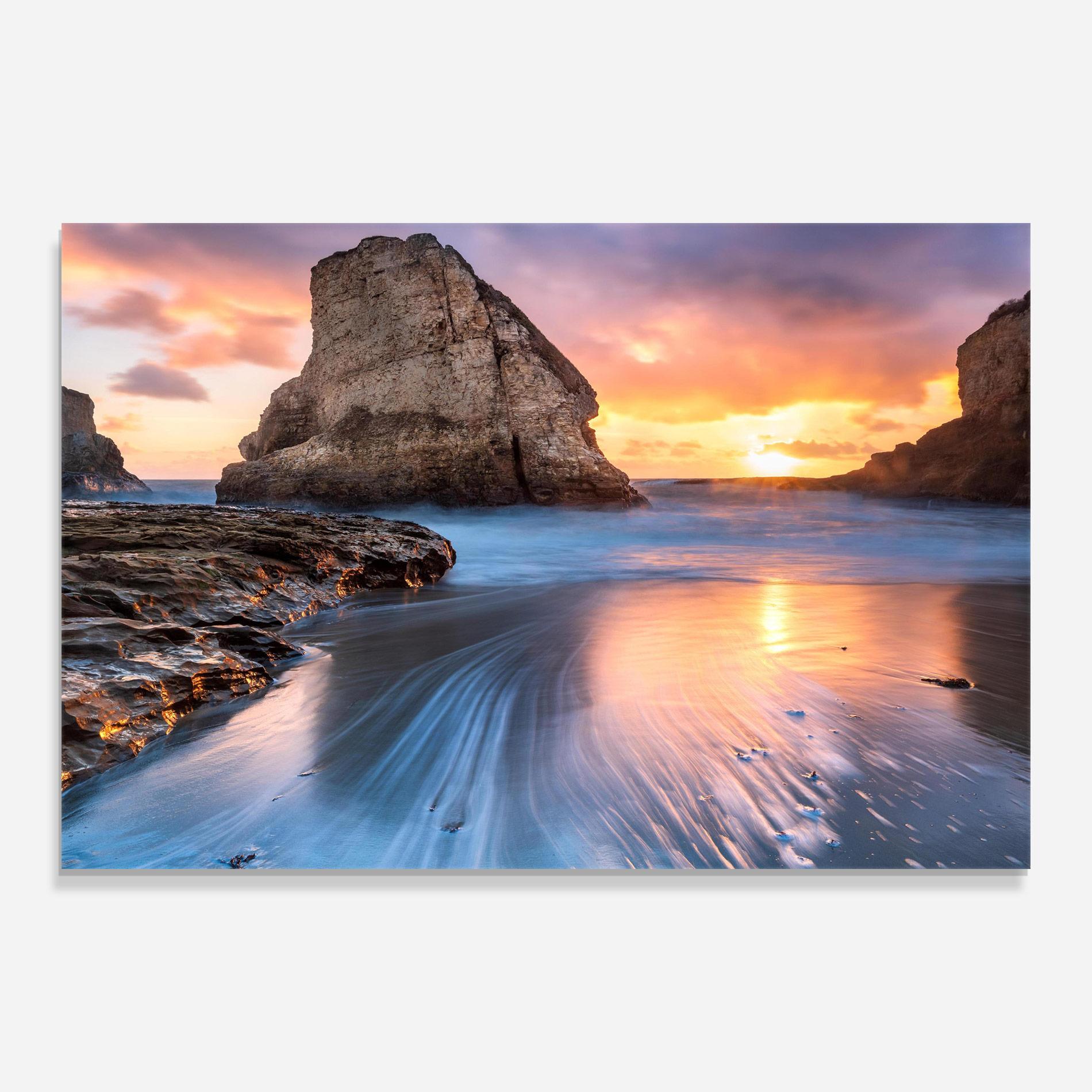 Glasbild Blue Sunset Beach mockup 0