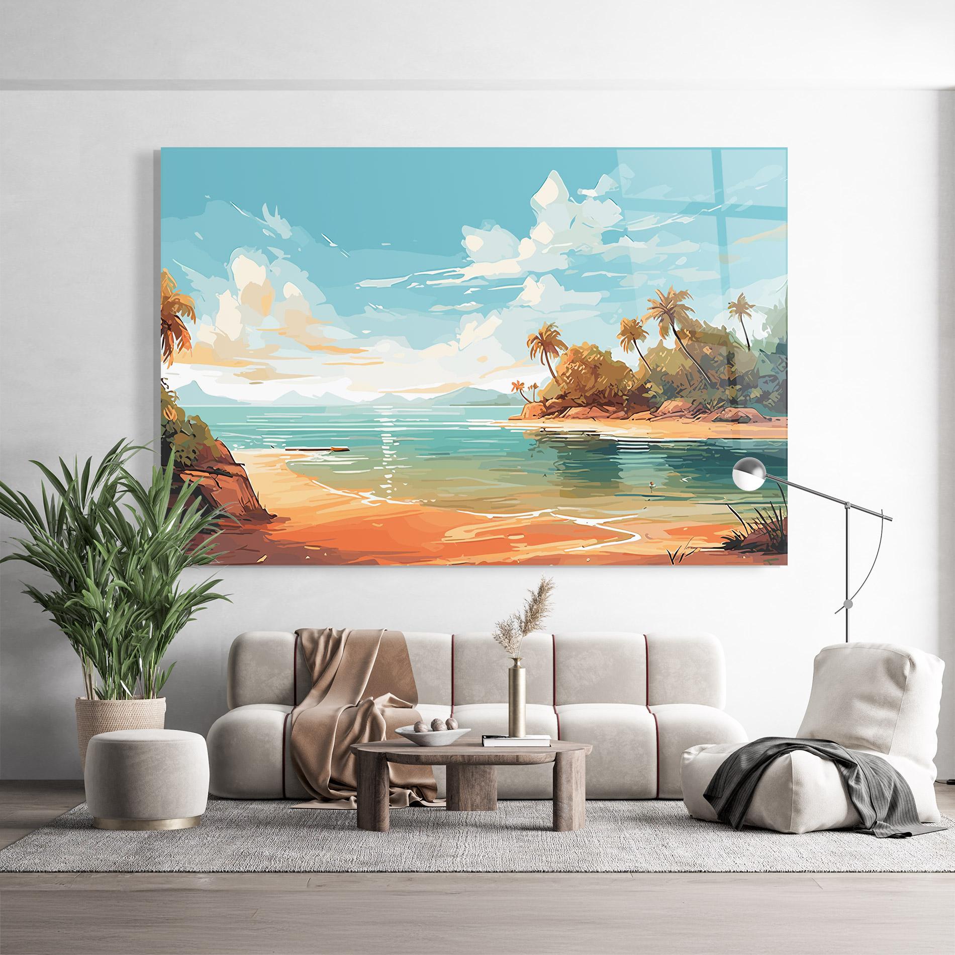 Glasbild Blue Sky Beach mockup 9