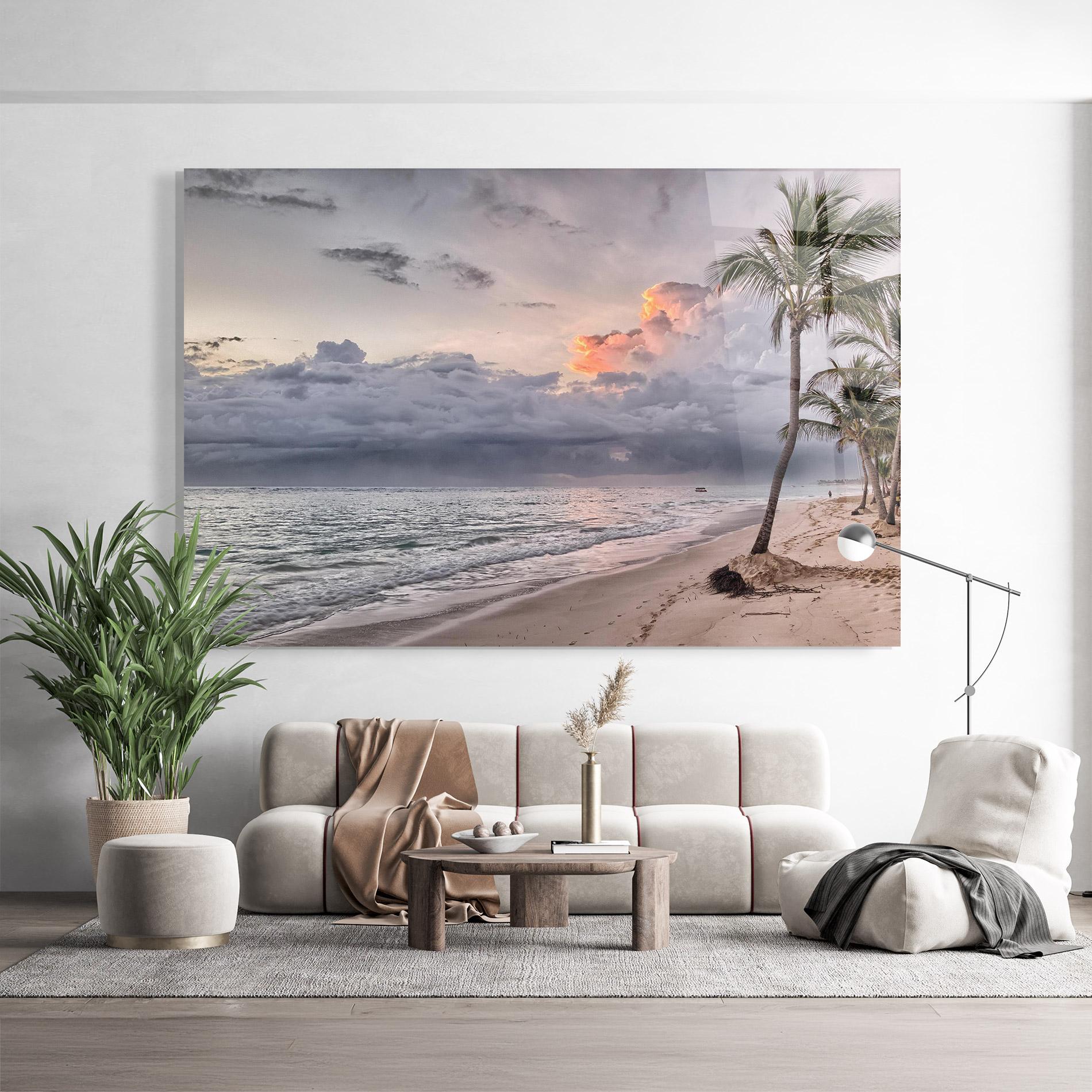 Glasbild Cloudy Beach mockup 9