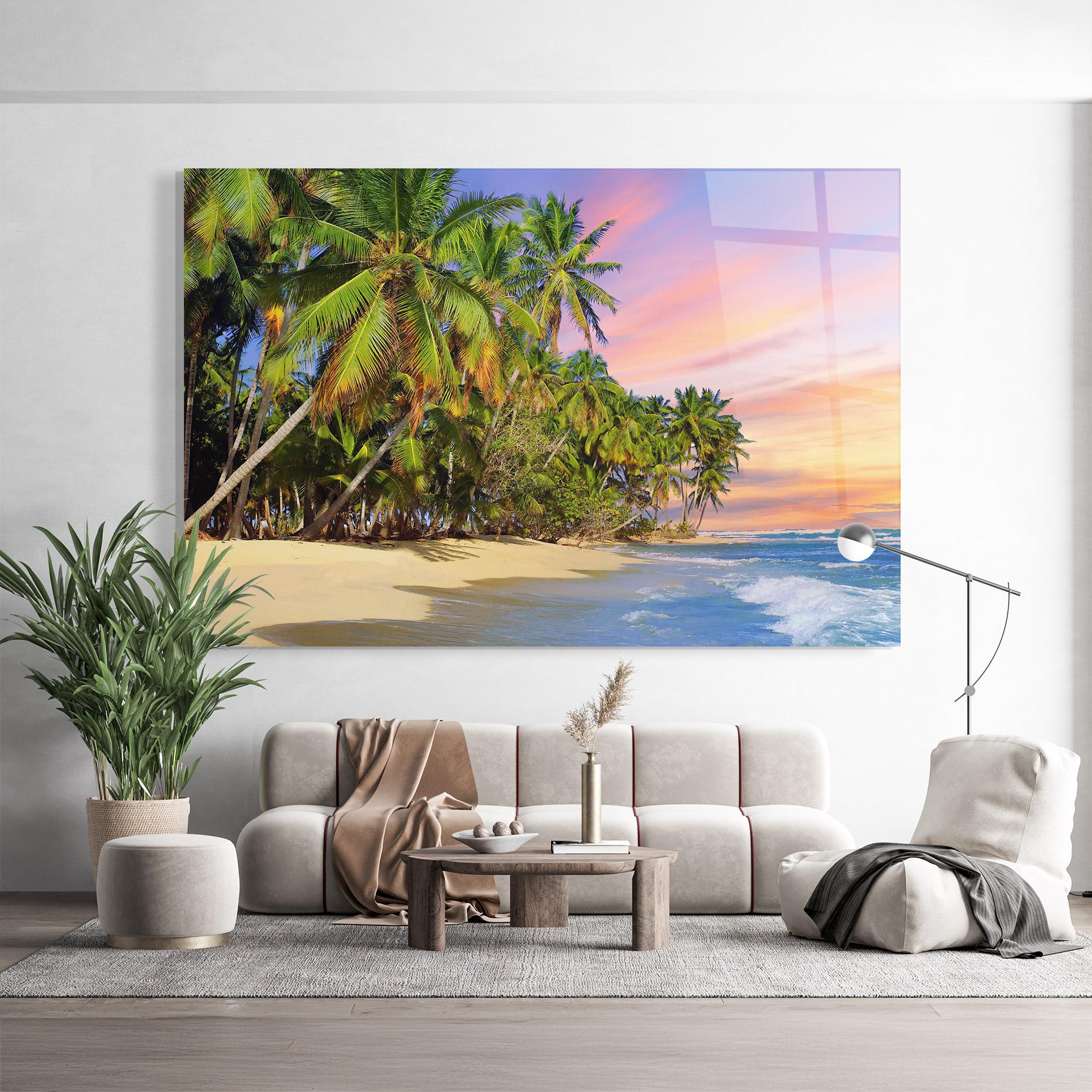 Glasbild Coconut Tree Sunset mockup 9