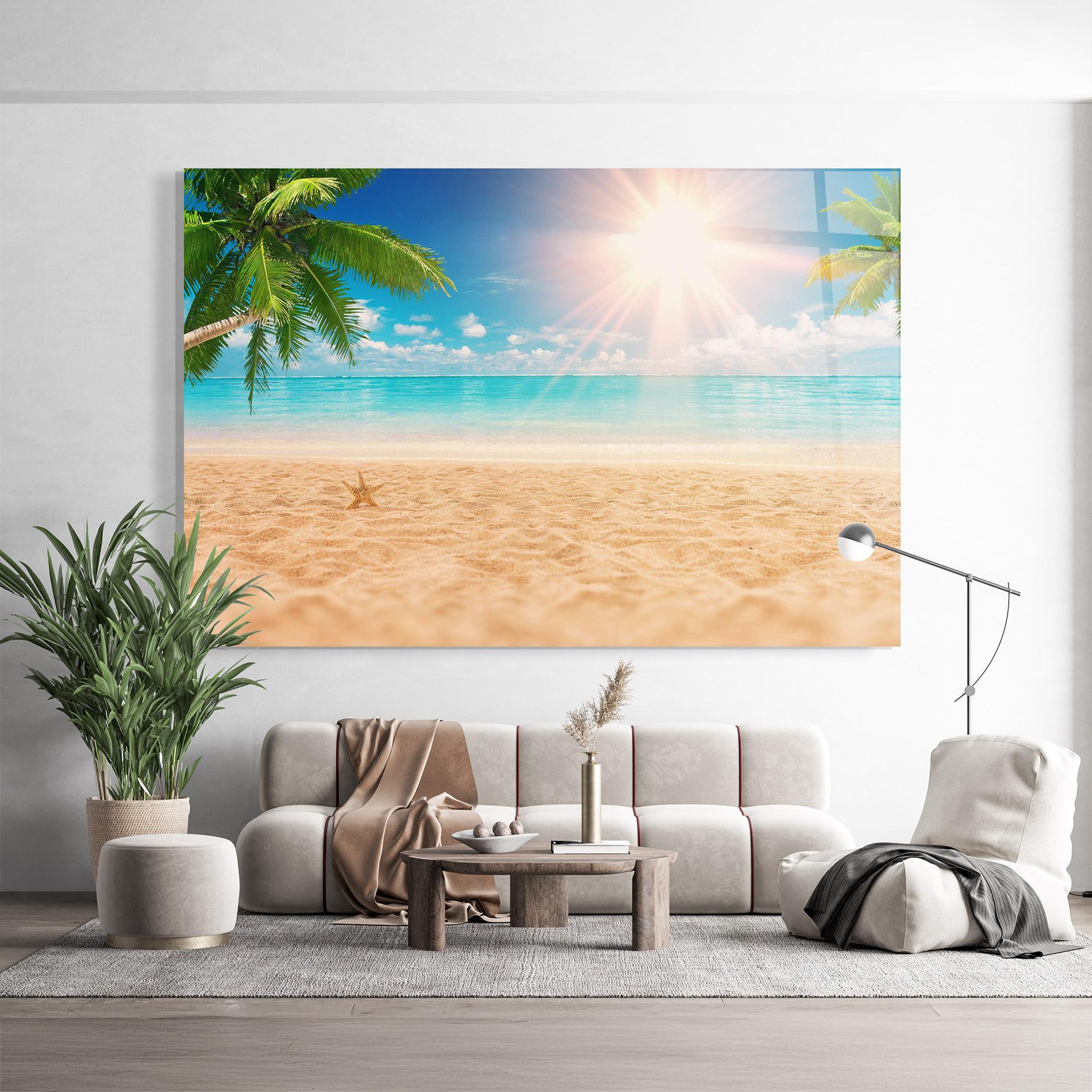 Glasbild Exotic Beach Ocean mockup 9