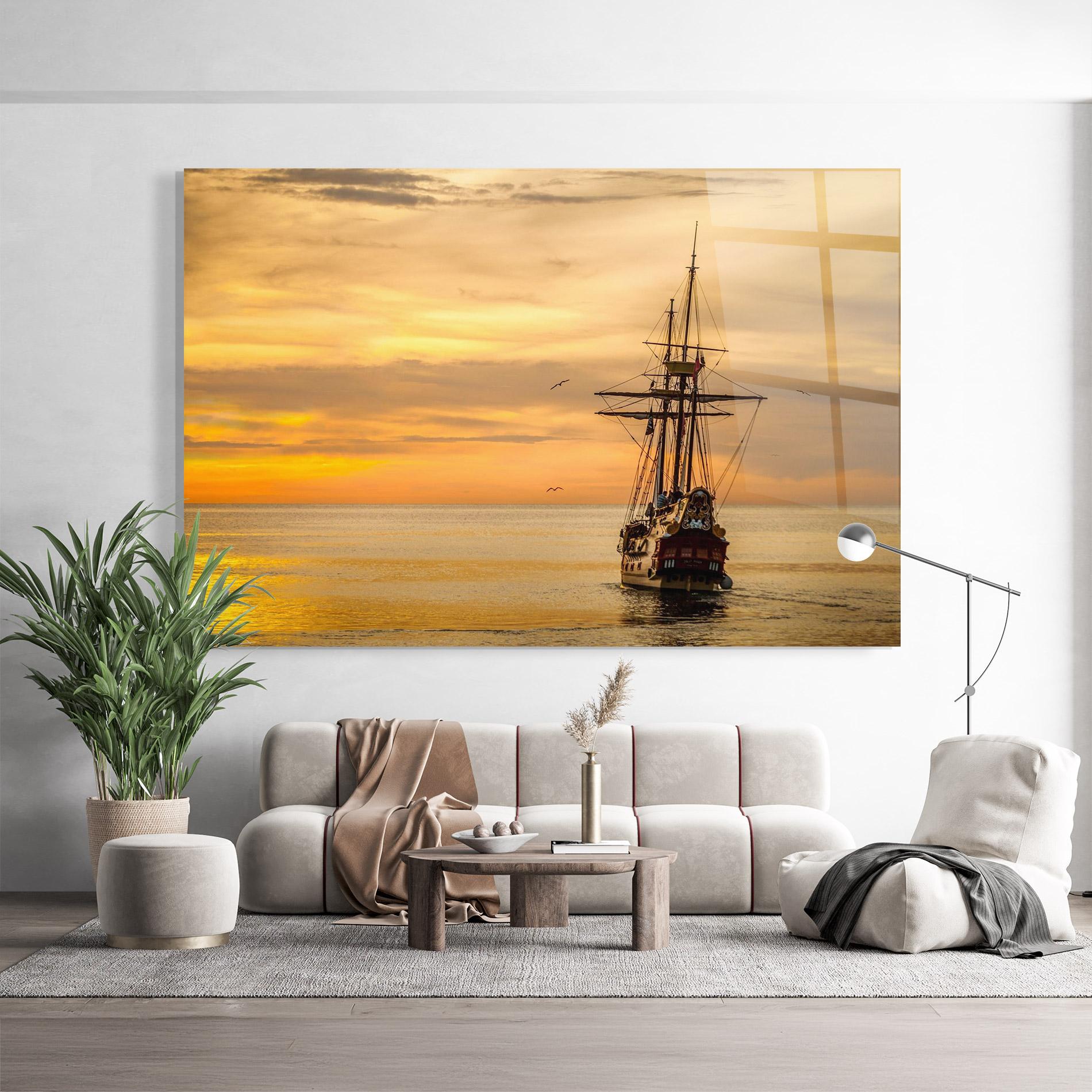 Glasbild Sunset Over The Sea mockup 9