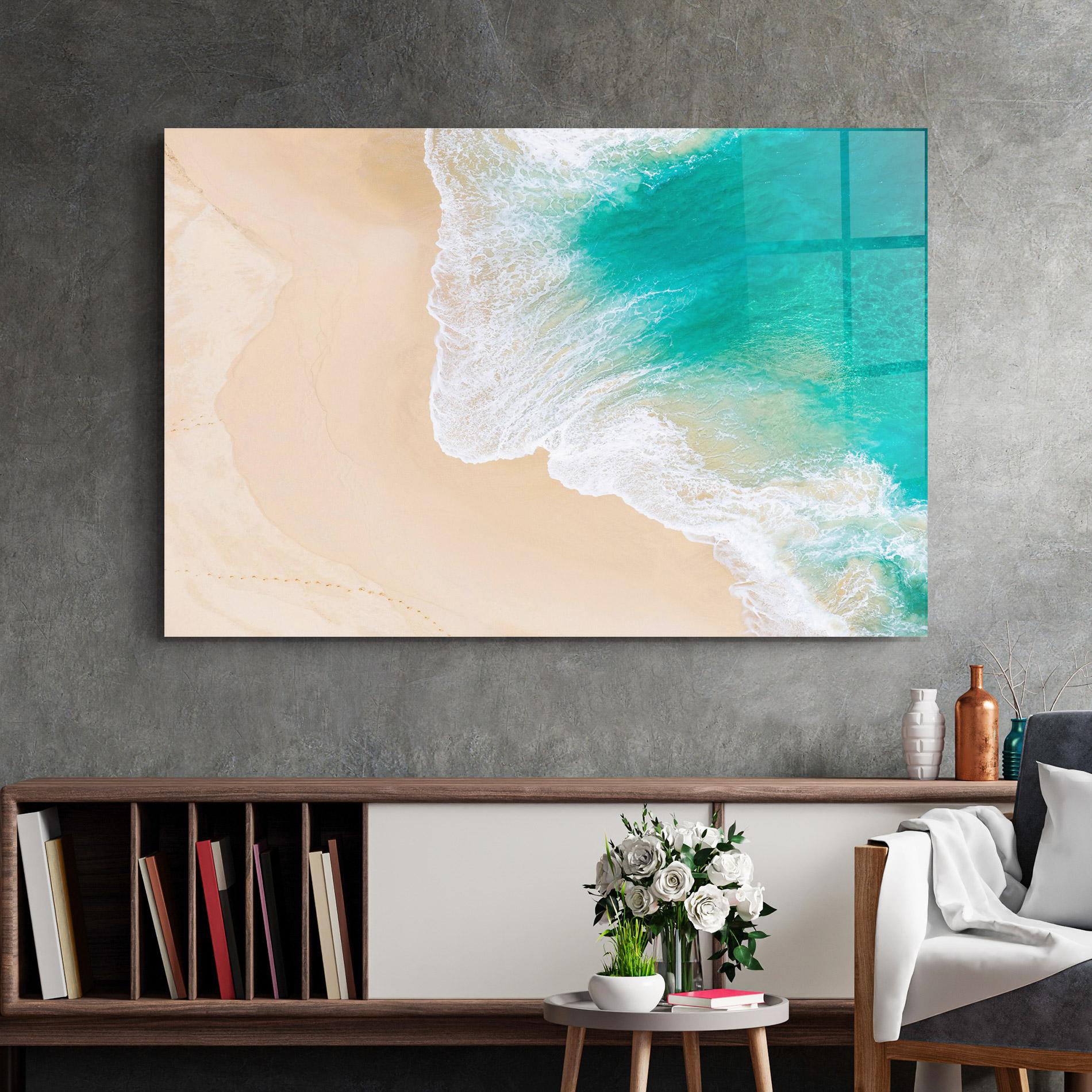 Glasbild Beautiful Blue Waves mockup 2