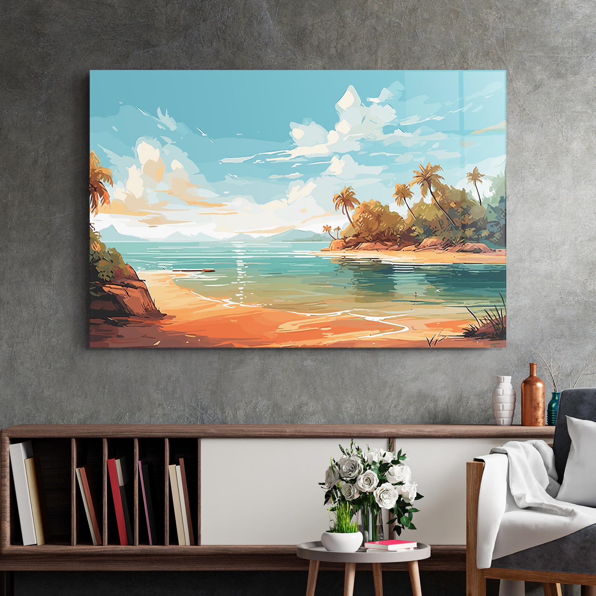 Glasbild Blue Sky Beach mockup 2