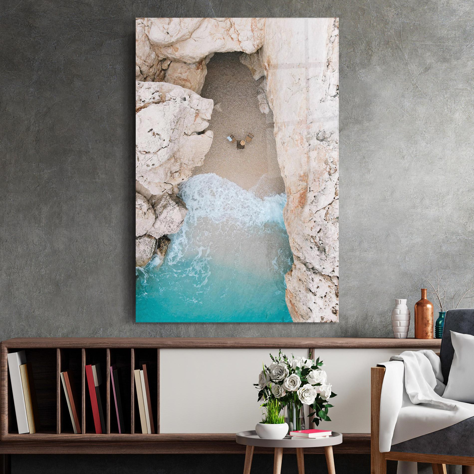 Glasbild Private White Cave mockup 2