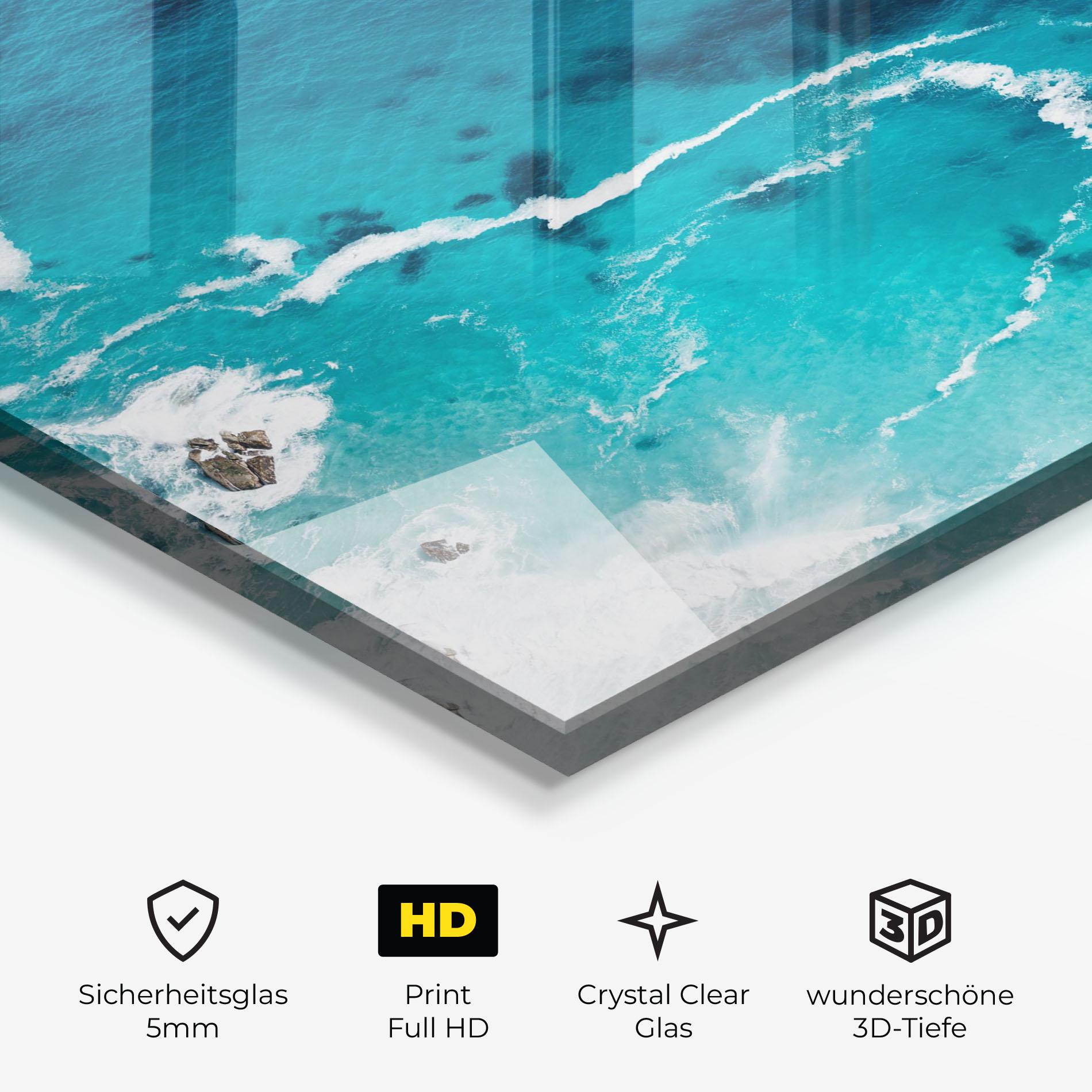 Glasbild Blue Water Beach mockup 3