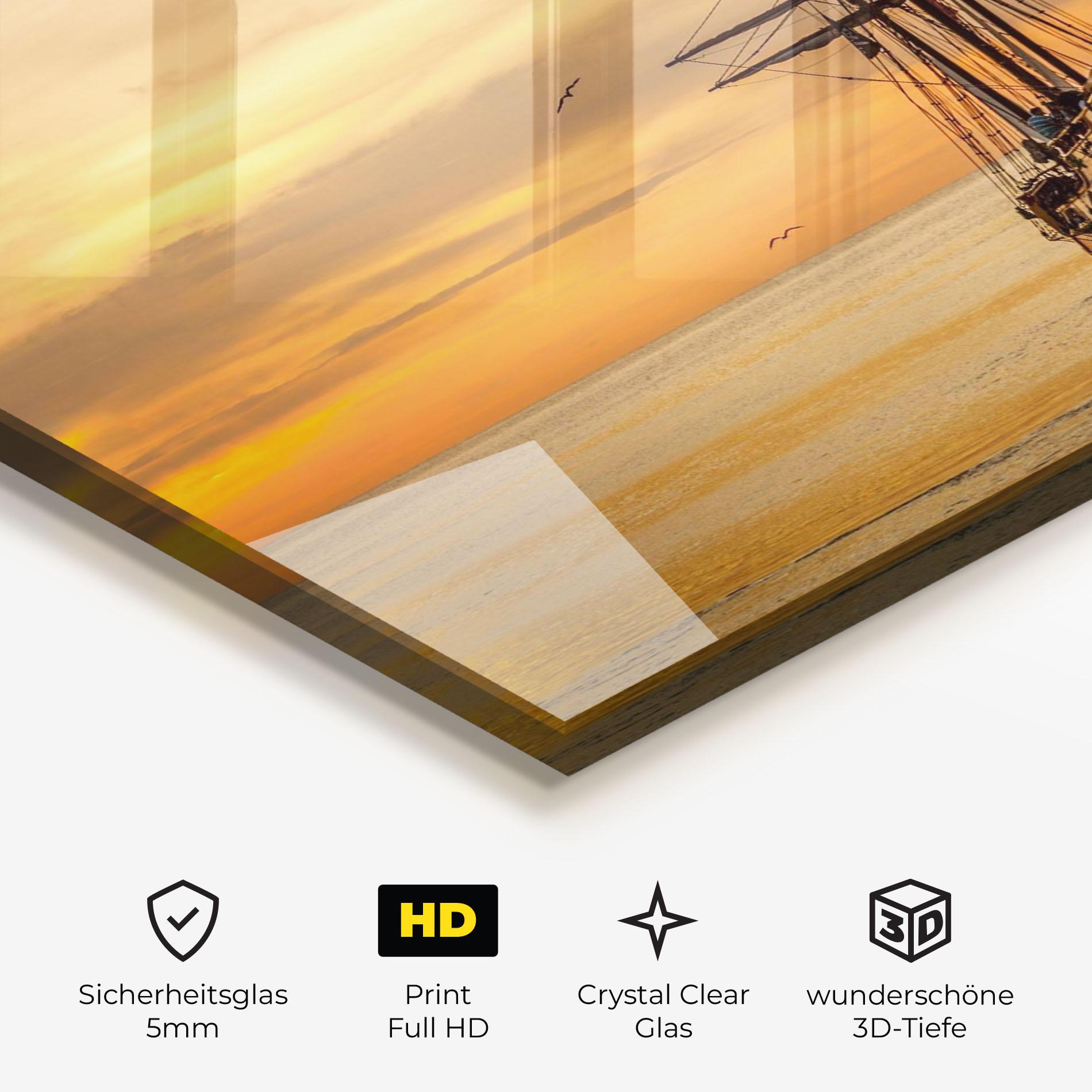 Glasbild Sunset Over The Sea mockup 3