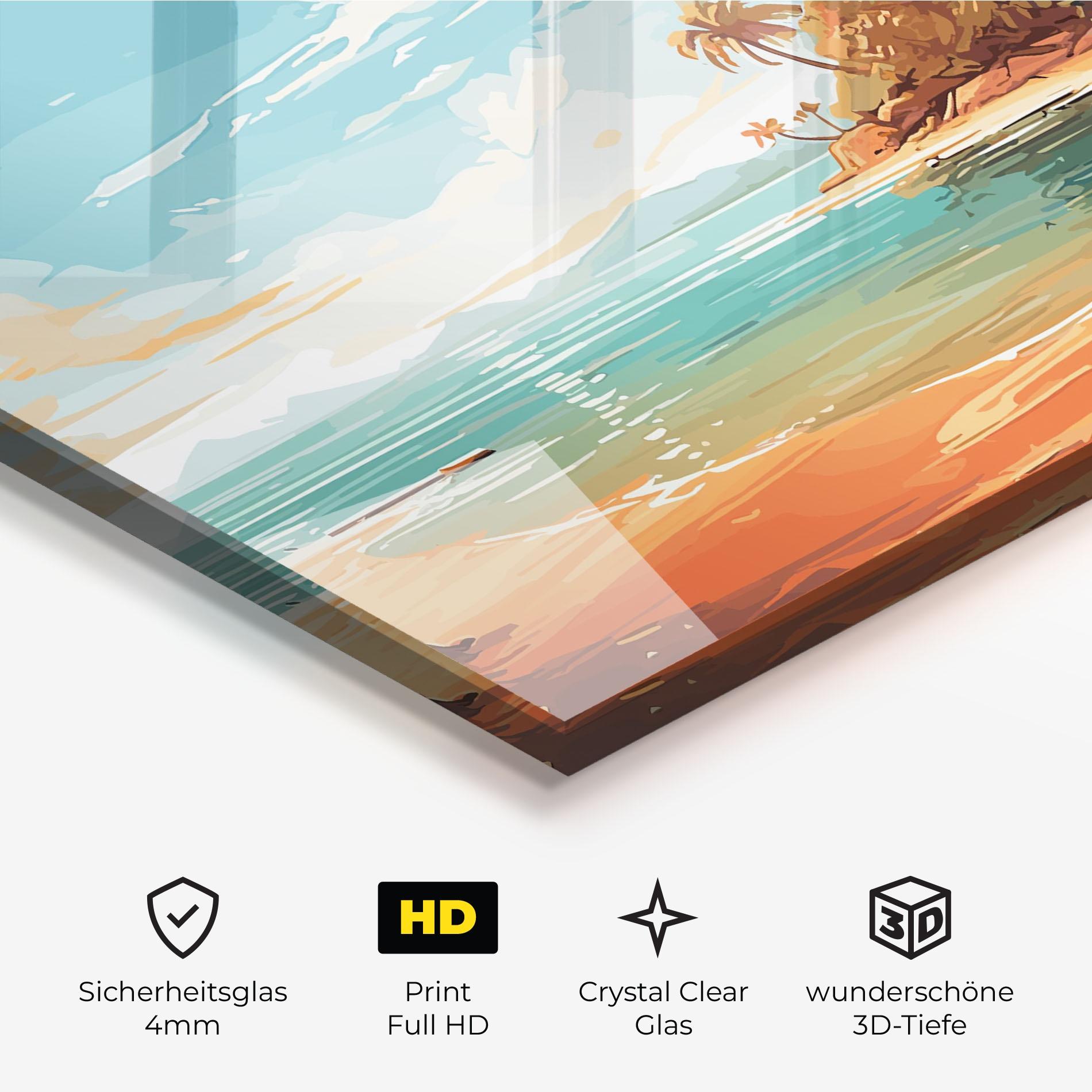 Glasbild Blue Sky Beach mockup 3