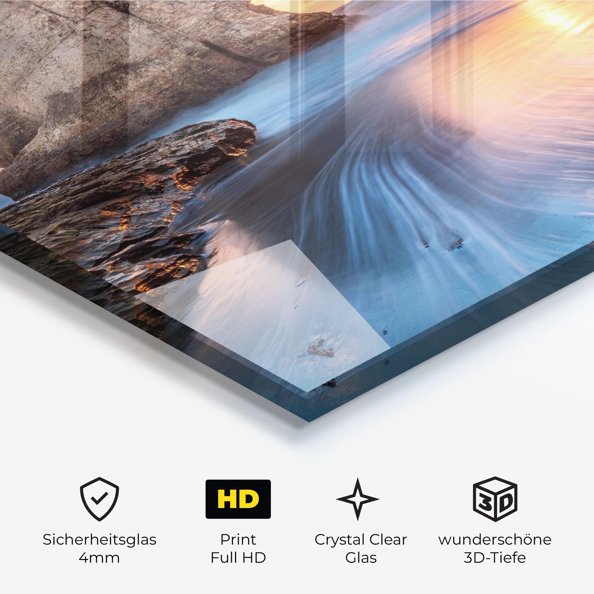 Glasbild Blue Sunset Beach mockup 3