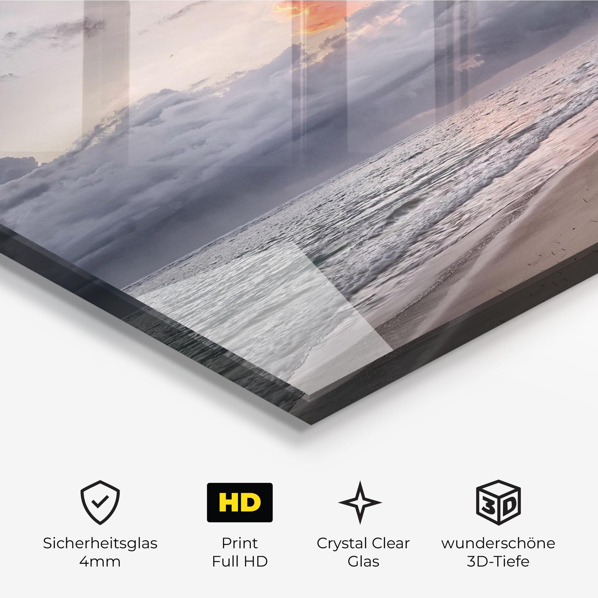 Glasbild Cloudy Beach mockup 3