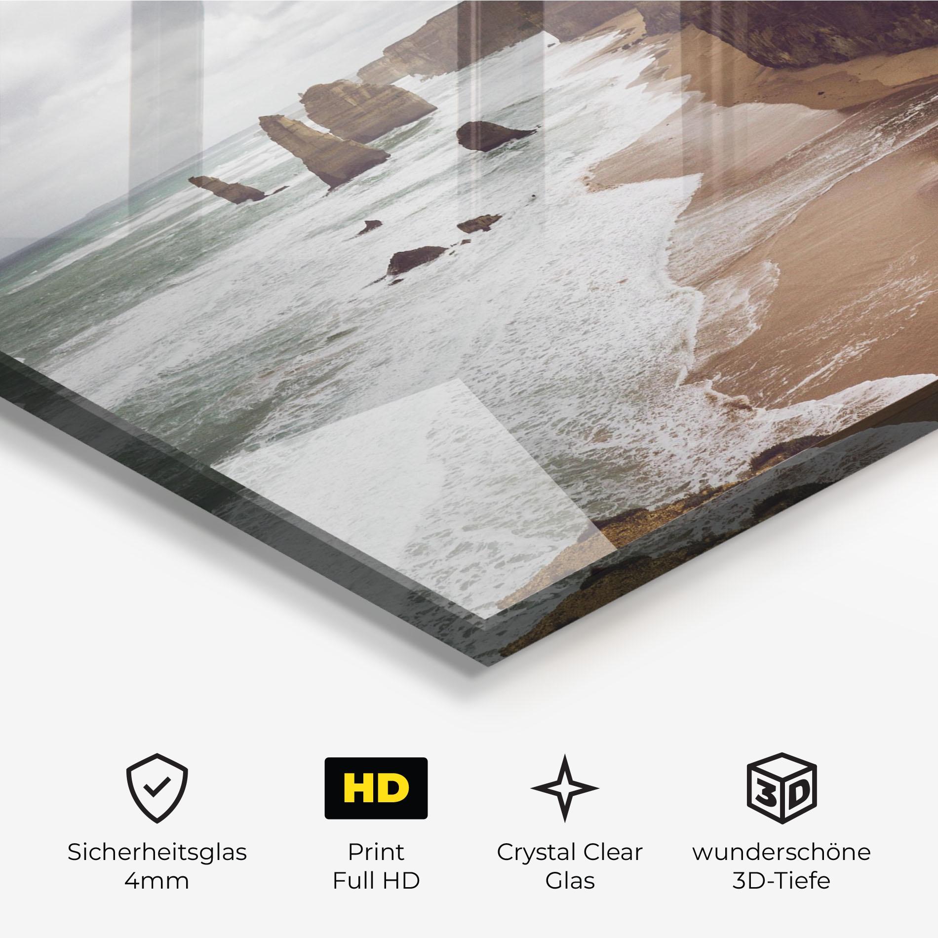 Glasbild Grey Clouds Beach mockup 3