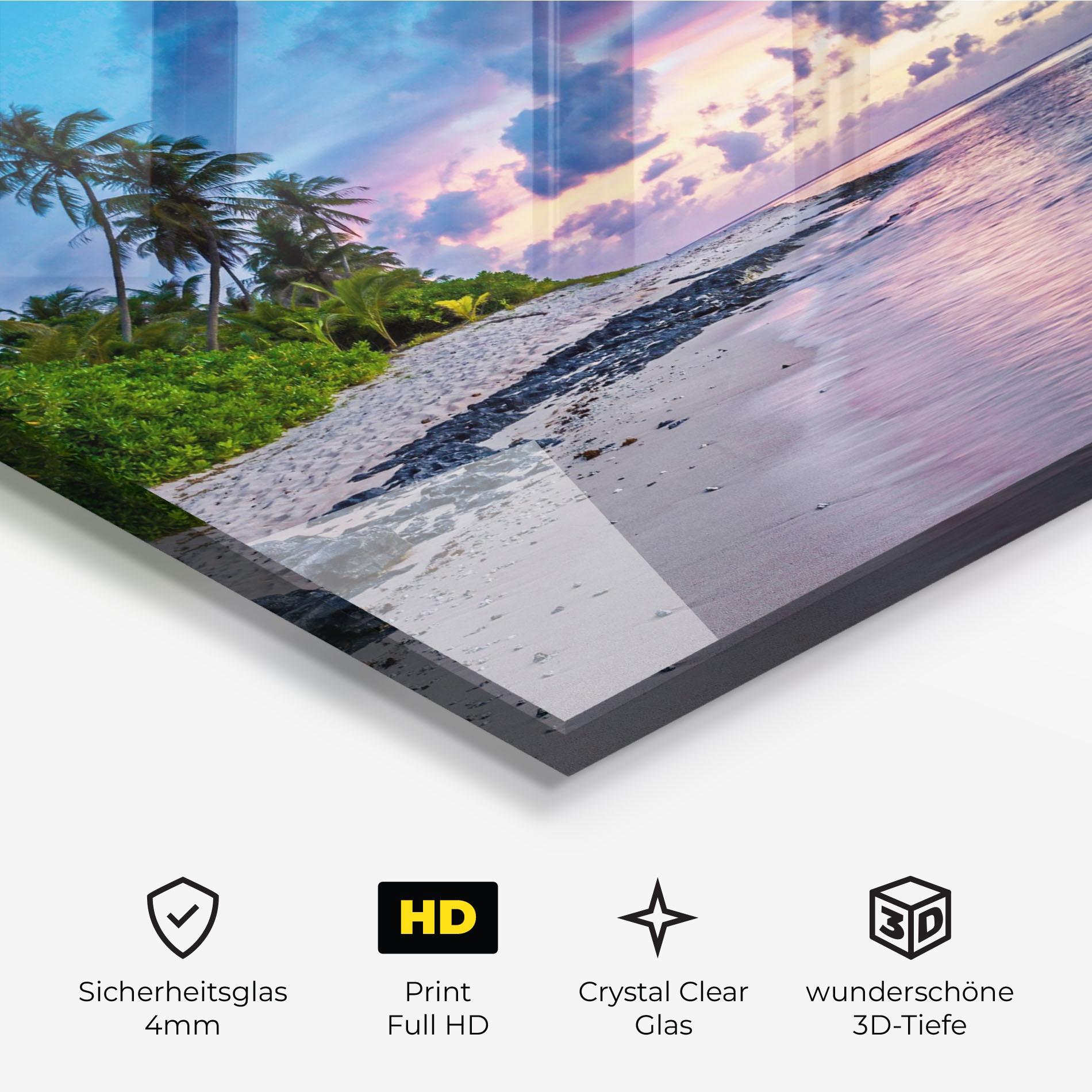 Glasbild Purple Blue Beach mockup 3